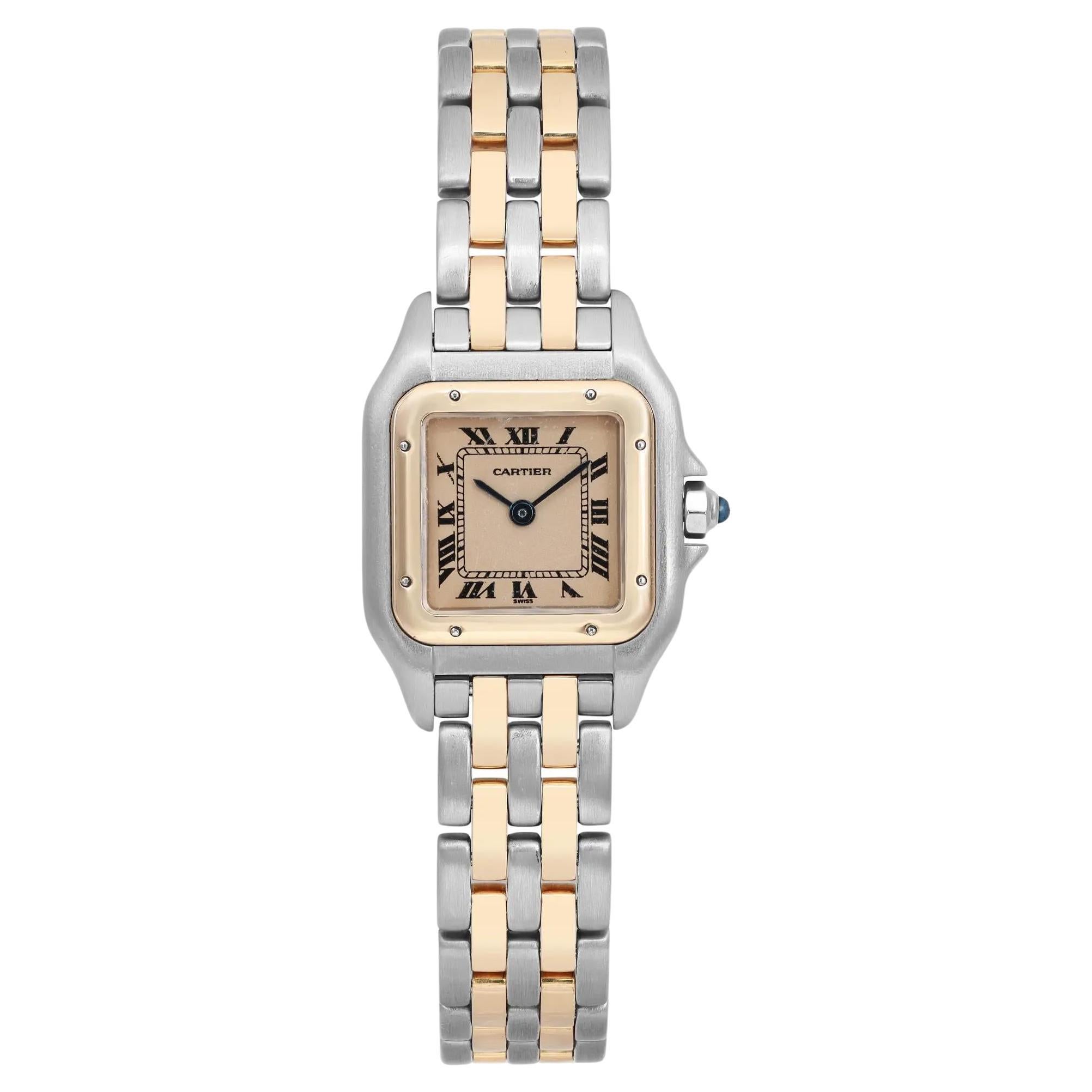 Cartier Panthere 22mm 18k Yellow Gold Steel Beige Dial Ladies Watch 1057917
