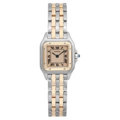 Cartier Panthere 22mm 18k Yellow Gold Steel Beige Dial Ladies Watch 1057917