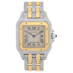 Cartier Panthere 22mm 18K Yellow Gold Steel Cream Dial Quartz Ladies Watch 1120