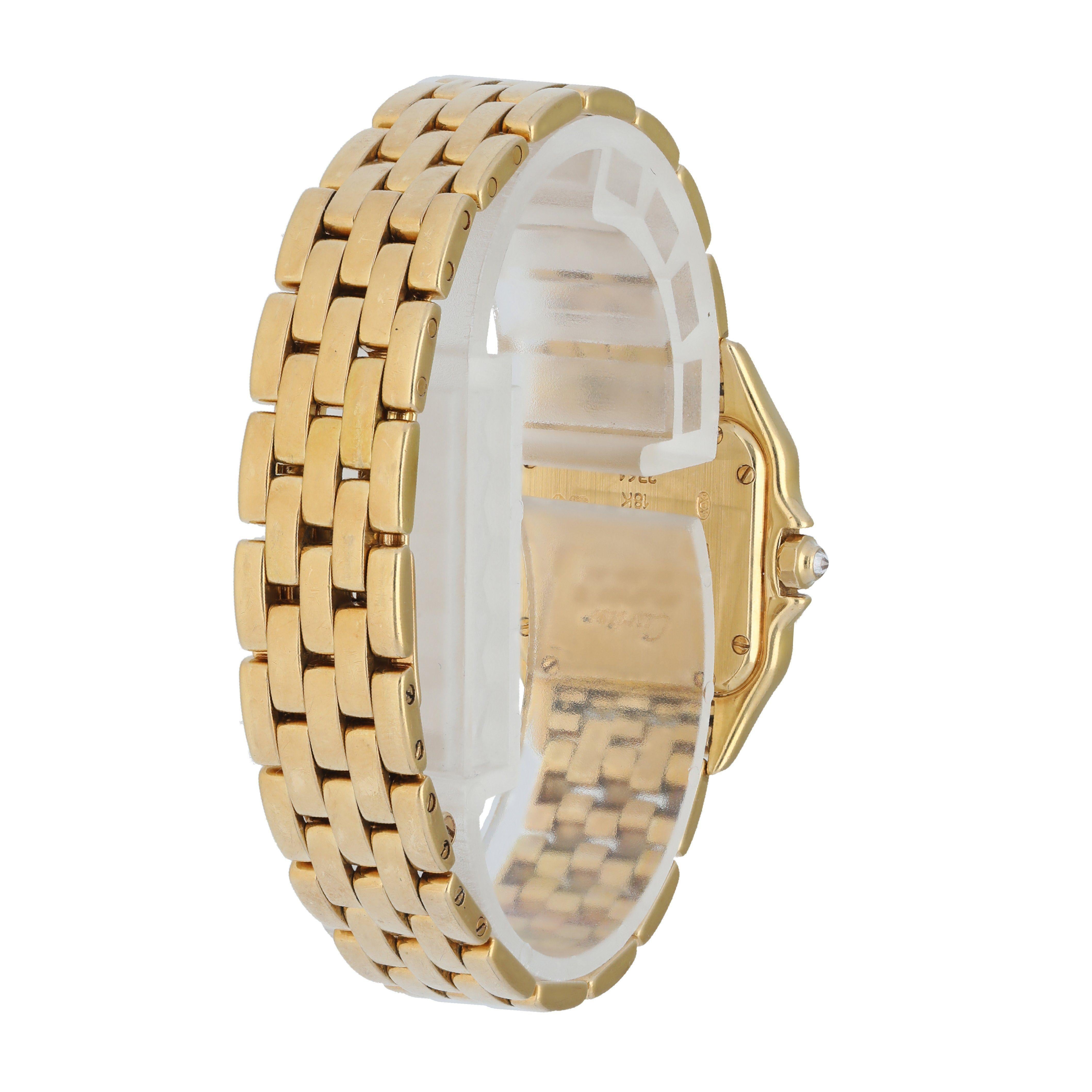Cartier Panthere 2361 Mother of Pearl Dial Diamond Ladies Watch In Excellent Condition For Sale In New York, NY