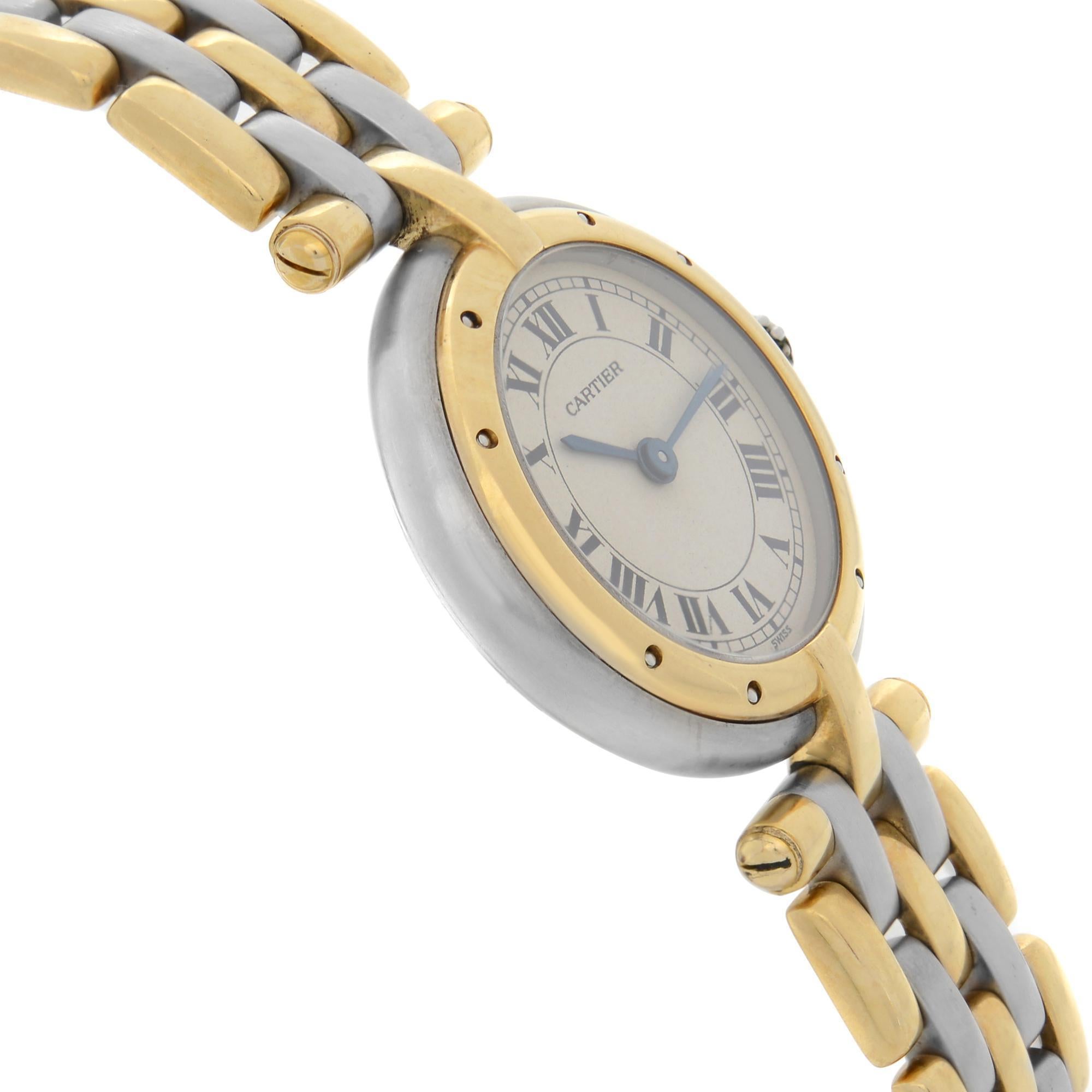 Cartier Panthere 18k Yellow Gold Steel Beige Quartz Ladies Watch 166920 In Good Condition In New York, NY