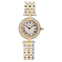 Cartier Panthere 2 Row 18K Gold Steel Beige Dial Quartz Ladies Watch 16109