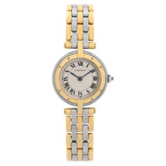 Cartier Panthere 3 Row 18K Gold Steel Beige Dial Quartz Ladies Watch 166920