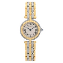 Cartier Panthere: 18 Karat Gold Stahl-Damenuhr mit 3 Reihen und beigefarbenem Quarz-Zifferblatt 166920