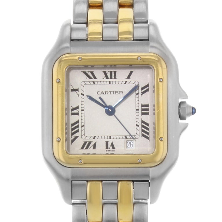 Cartier Panthere Steel 18 Karat Yellow Gold Ivory Dial Quartz Ladies Watch 1100 At 1stdibs