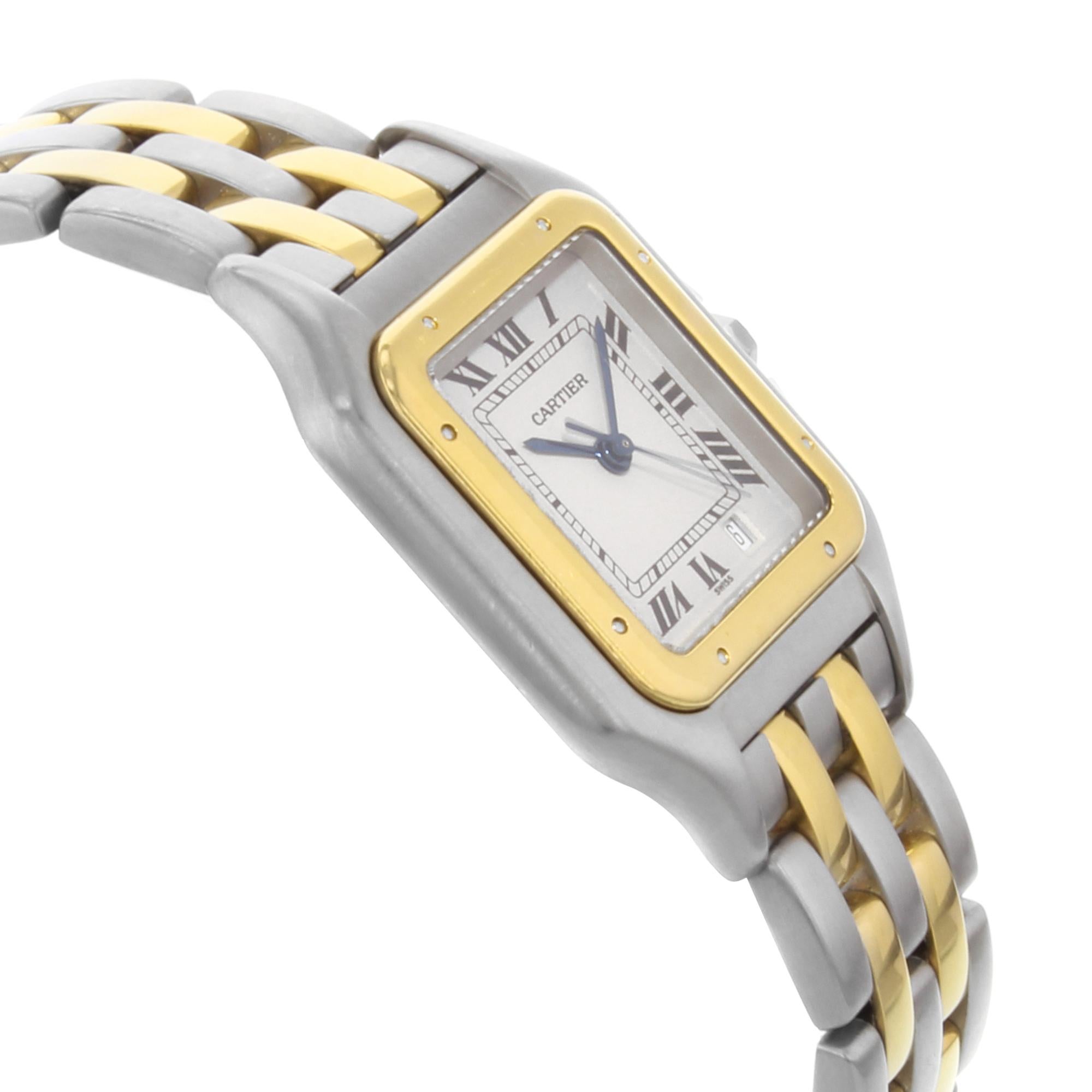 Women's Cartier Panthere Steel 18 Karat Yellow Gold Ivory Dial Quartz Ladies Watch 1100