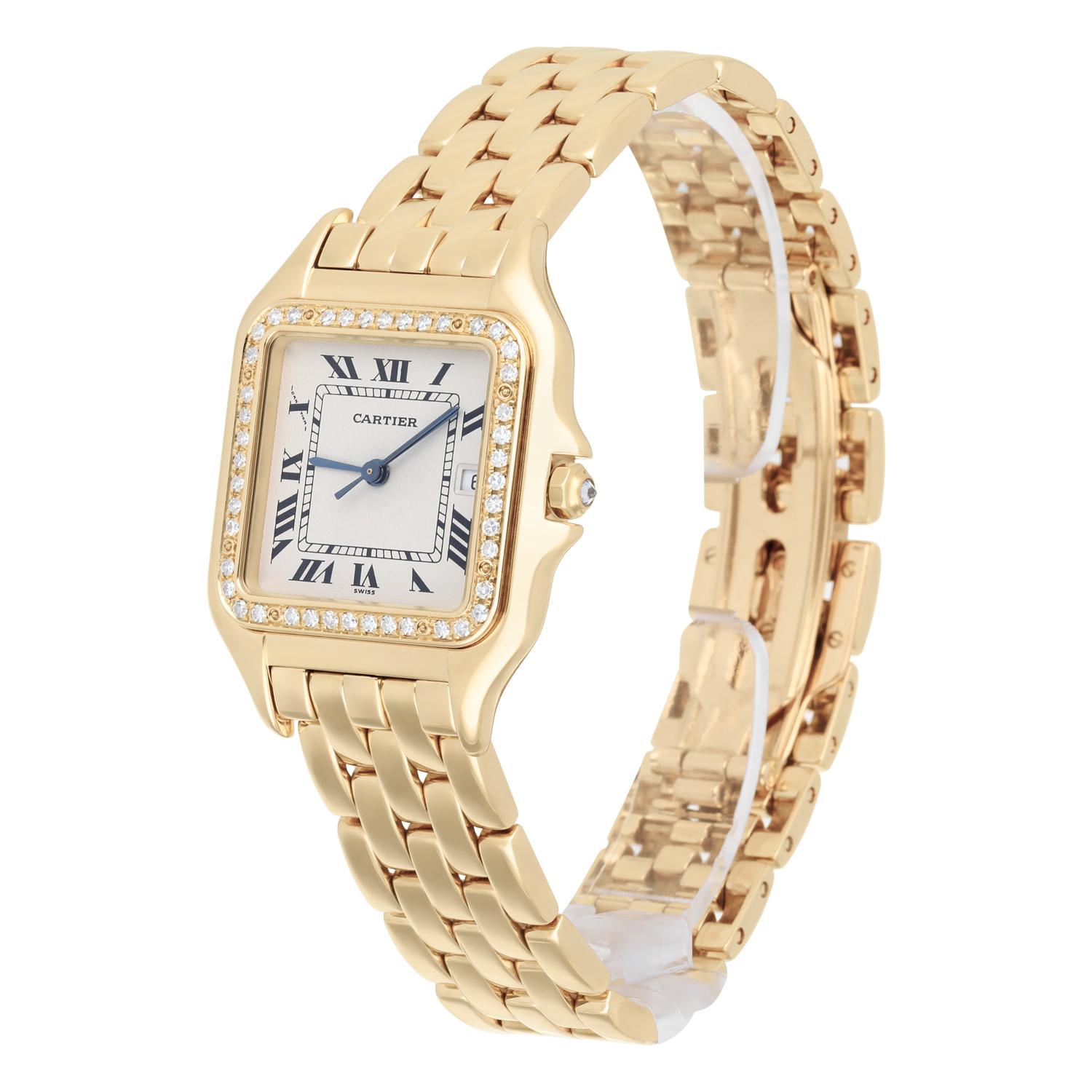 Cartier Panthere 29mm Ladies Large 18K Yellow Gold Watch with Diamonds 887968 In Excellent Condition In New York, NY