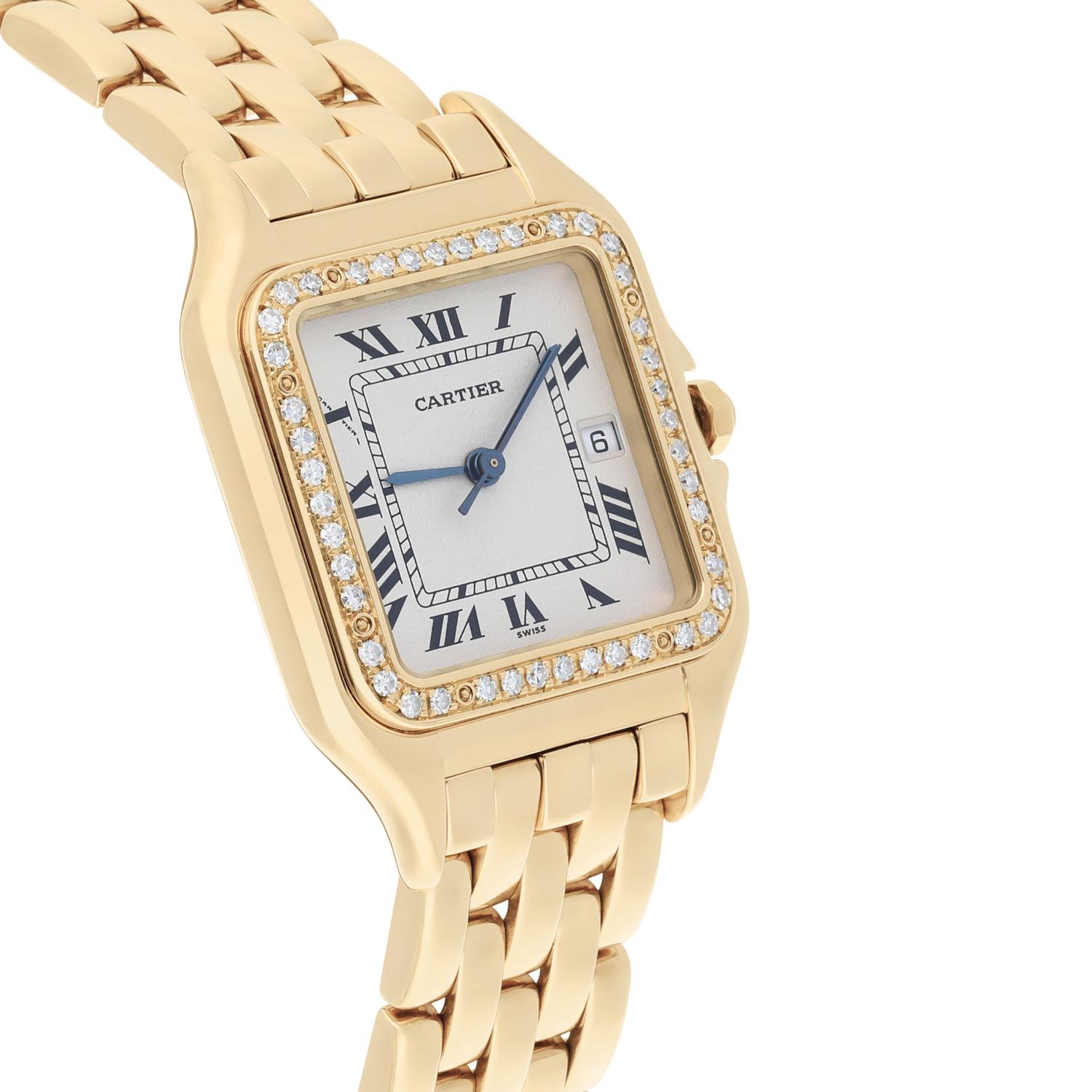 Women's Cartier Panthere 29mm Ladies Large 18K Yellow Gold Watch with Diamonds 887968 For Sale