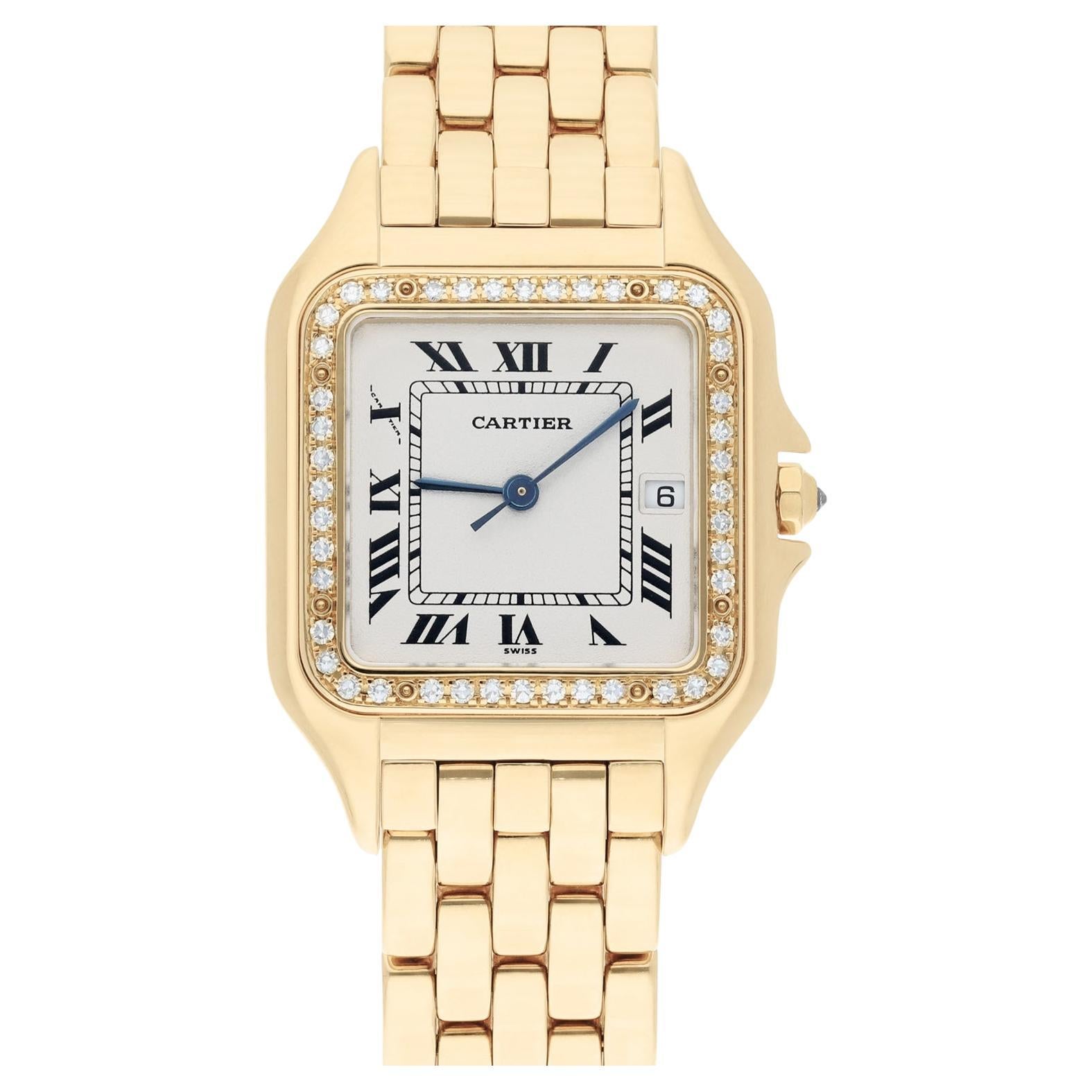 Cartier Panthere 29mm Ladies Large 18K Yellow Gold Watch with Diamonds 887968 For Sale