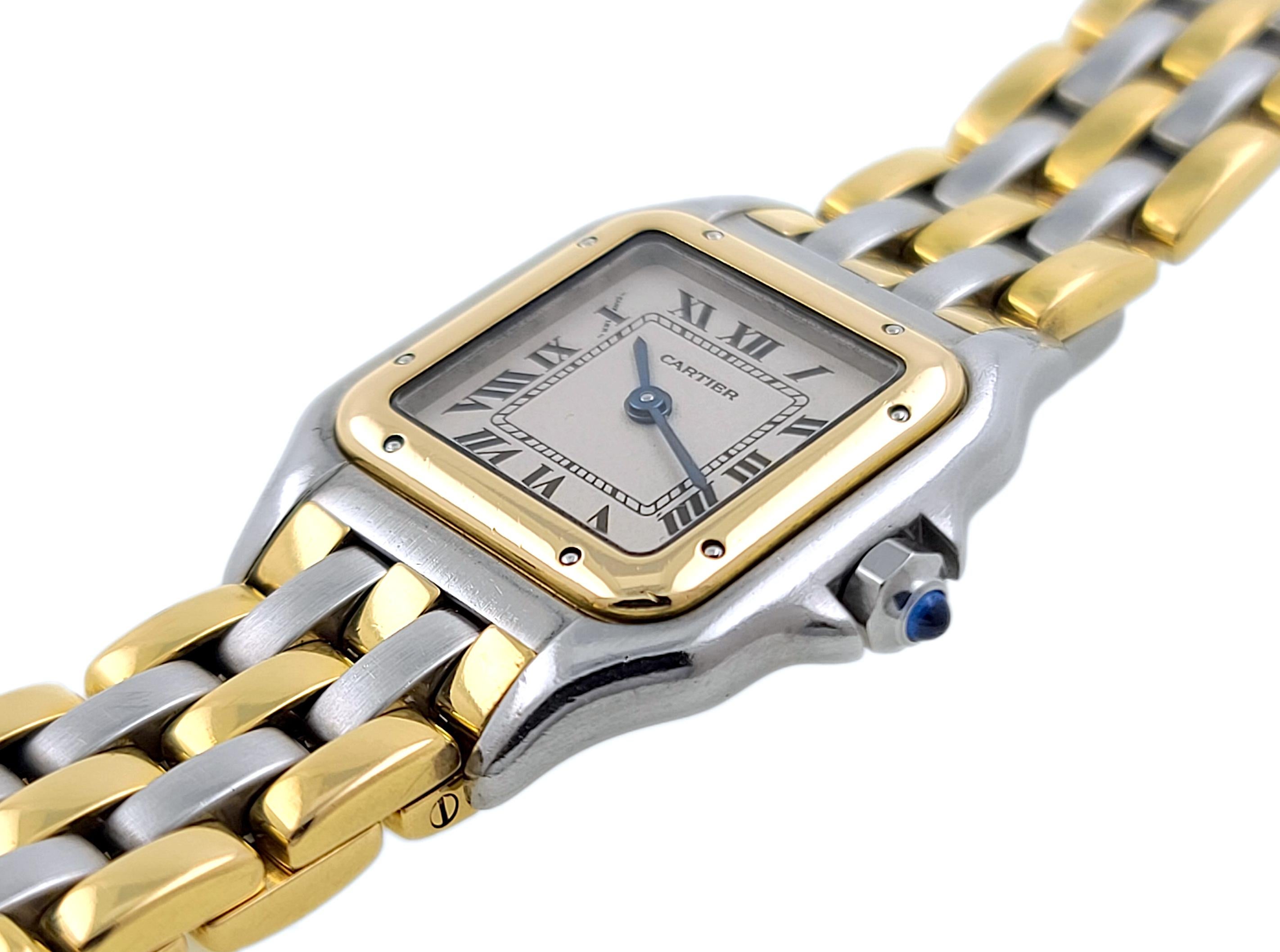 Cartier Panthere 3 Row 18k 750 Gold Stainless Steel Rows 1057917 Papers & Pouch In Excellent Condition In Neuilly-sur-Seine, IDF