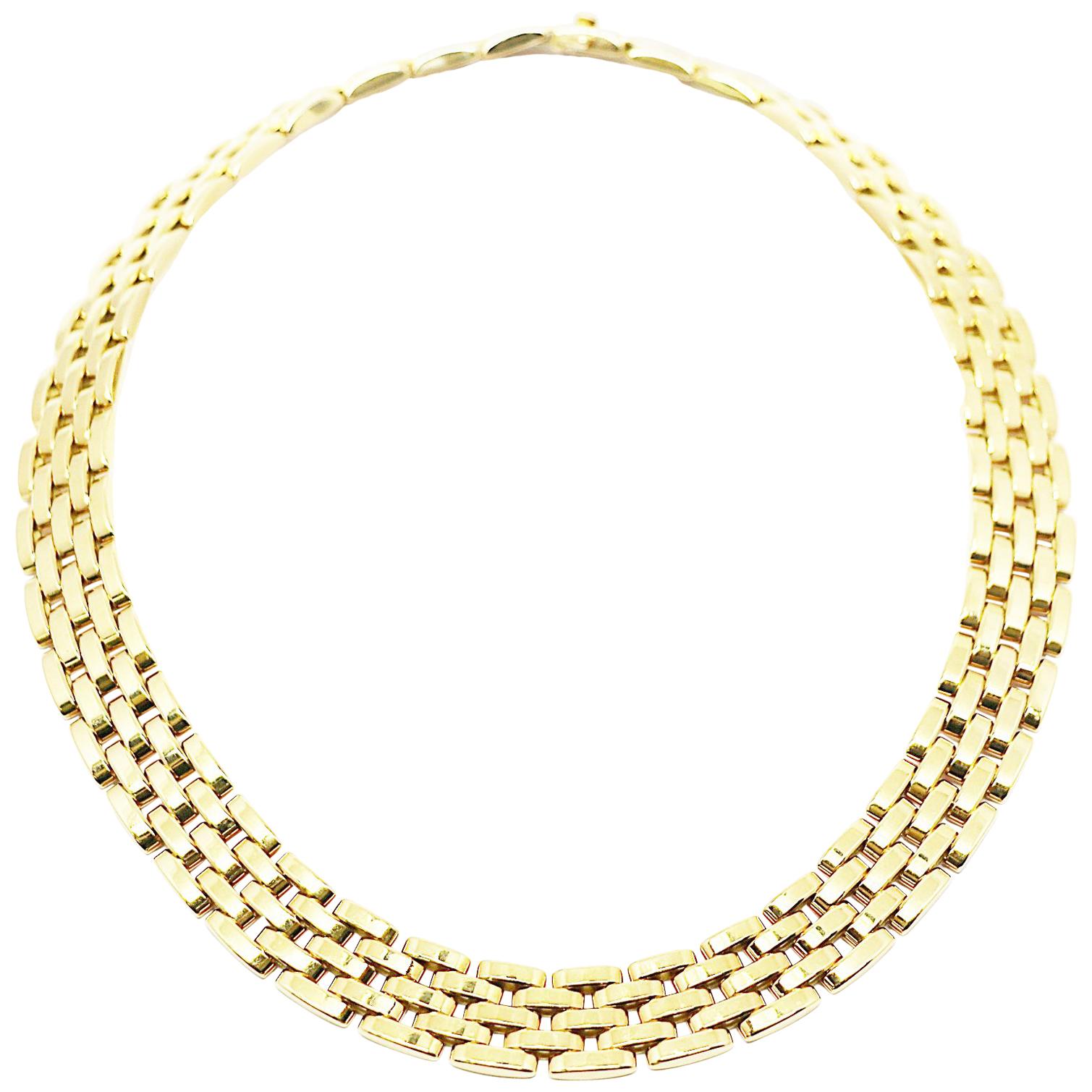 Cartier Panthere 5-Row Yellow Gold Link Necklace Reference # 656035 For Sale