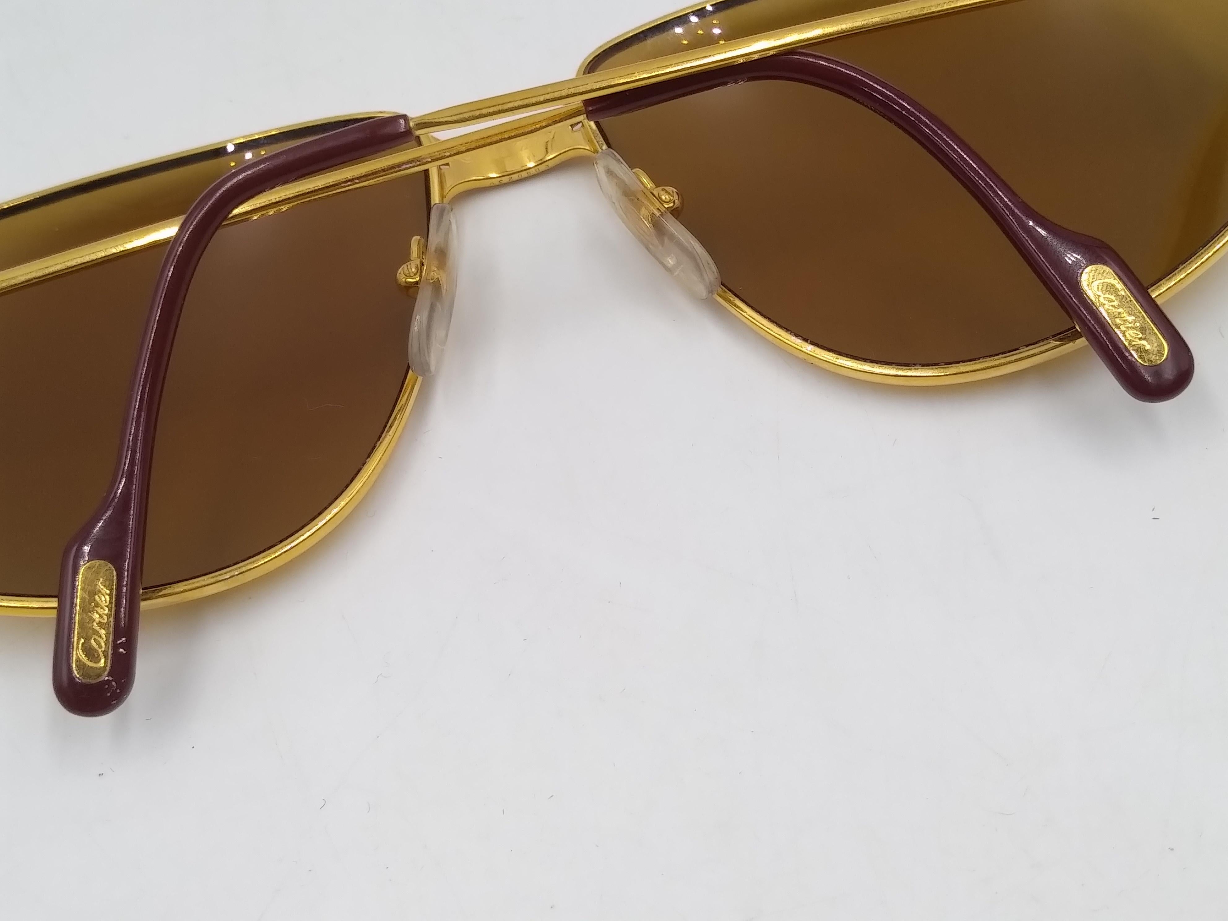 Cartier Panthere 63/16 Gold Plated Sunglasses, 1988 In Good Condition In Lugano, Ticino