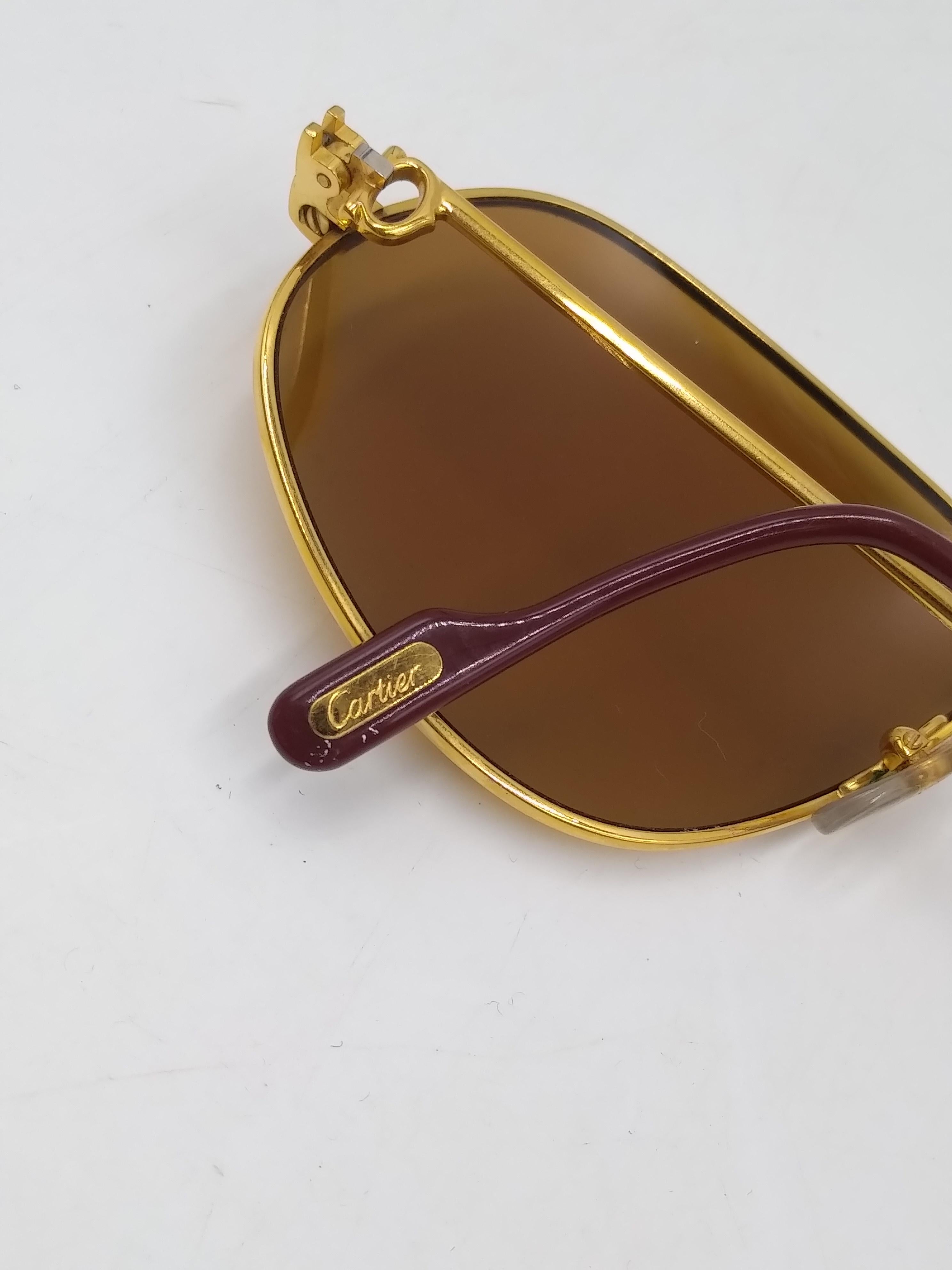 Cartier Panthere 63/16 Gold Plated Sunglasses, 1988 1