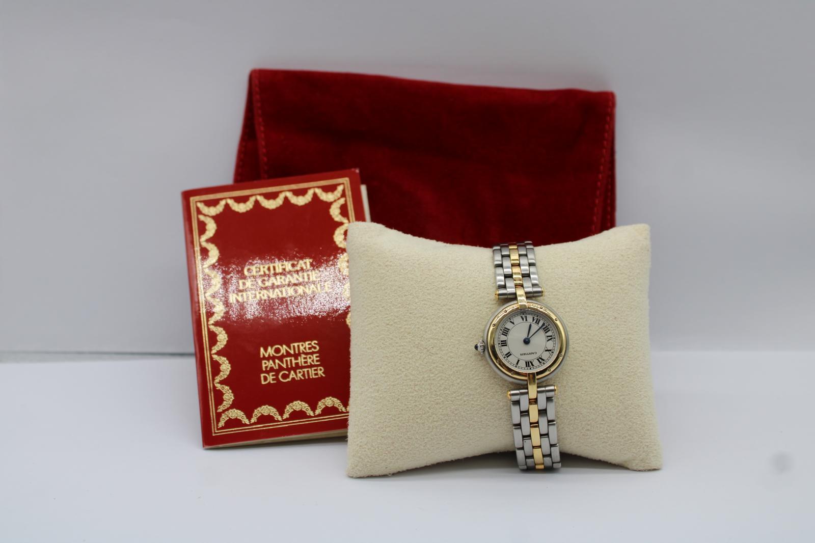 Cartier Panthère 66920  Stahl- und Goldarmband  Klassisches römisches Zifferblatt  (1988) im Angebot 8