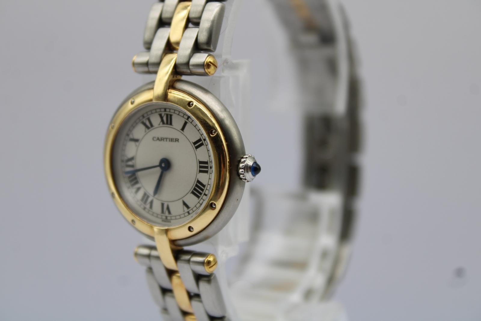 Cartier Panthère 66920  Stahl- und Goldarmband  Klassisches römisches Zifferblatt  (1988) im Zustand „Gut“ im Angebot in London, GB