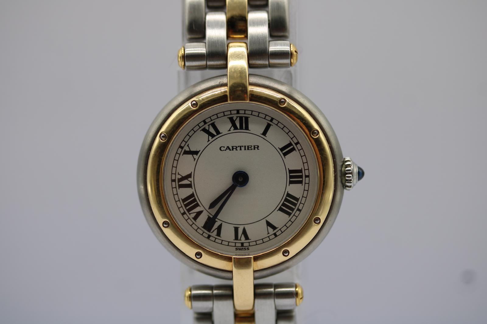 Cartier Panthère 66920  Stahl- und Goldarmband  Klassisches römisches Zifferblatt  (1988) Damen im Angebot