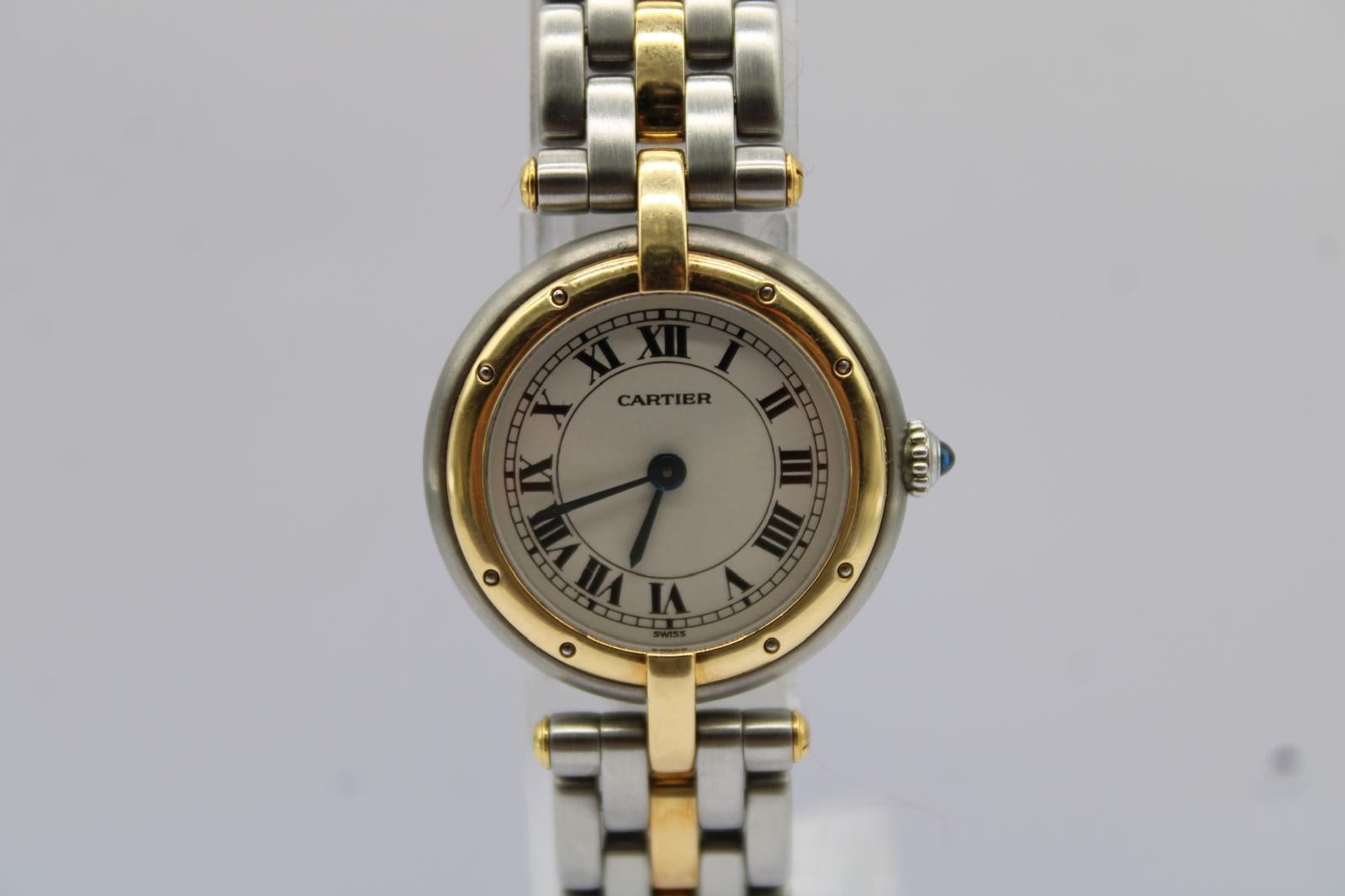 Cartier Panthère 66920  Stahl- und Goldarmband  Klassisches römisches Zifferblatt  (1988) im Angebot 1