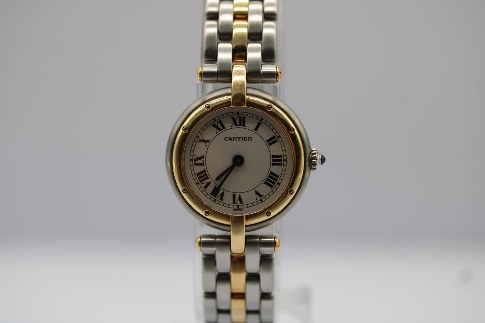 Cartier Panthère 66920  Stahl- und Goldarmband  Klassisches römisches Zifferblatt  (1988) im Angebot 2