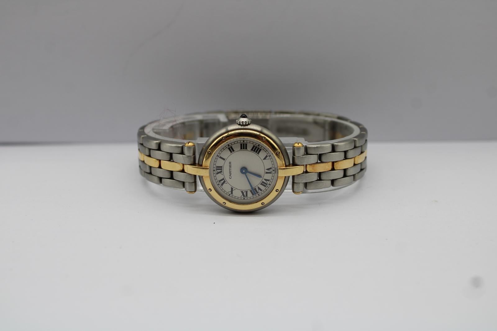 Cartier Panthère 66920  Stahl- und Goldarmband  Klassisches römisches Zifferblatt  (1988) im Angebot 3