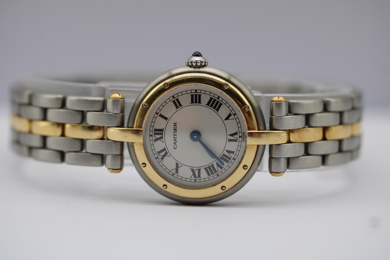 Cartier Panthère 66920  Stahl- und Goldarmband  Klassisches römisches Zifferblatt  (1988) im Angebot 4