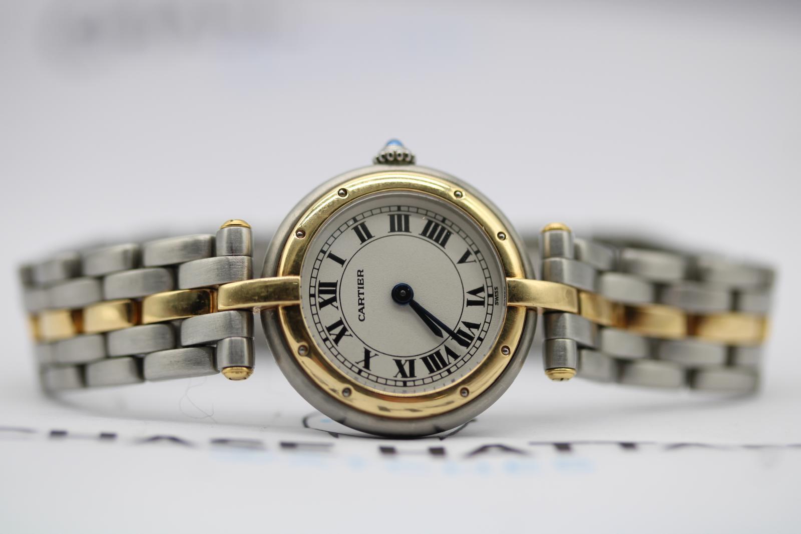 Cartier Panthère 66920  Stahl- und Goldarmband  Klassisches römisches Zifferblatt  (1988) im Angebot 5
