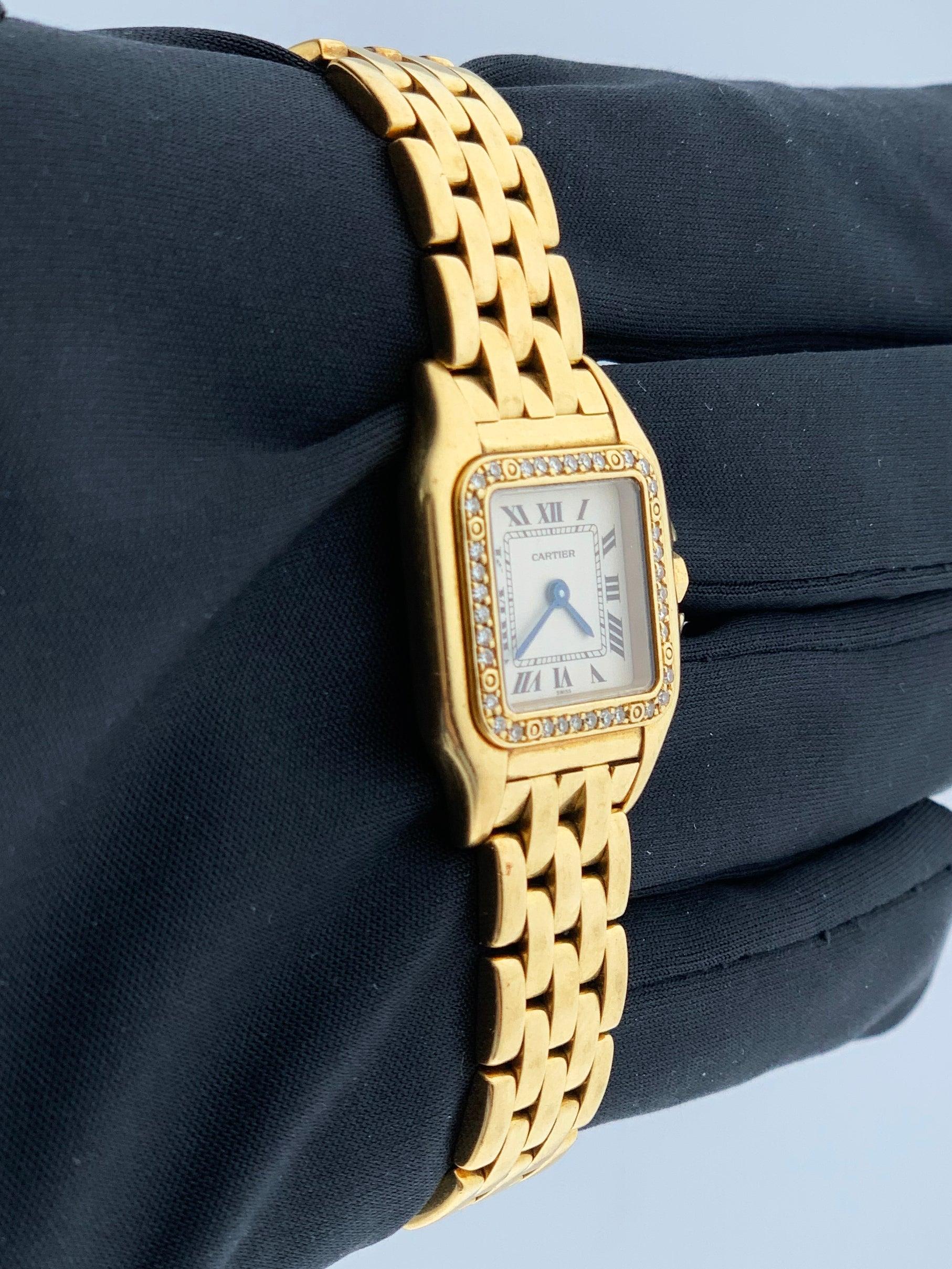 Cartier Panthere 8057915 18K Yellow Gold Diamonds Ladies Watch In Excellent Condition In Great Neck, NY