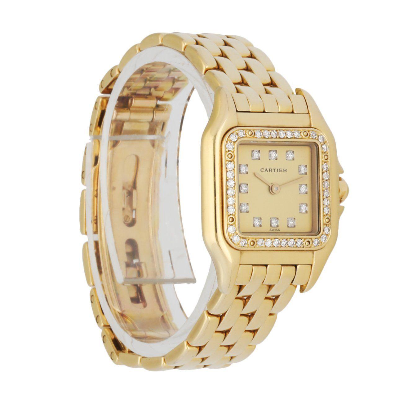 Cartier Panthere 8057915 18K Yellow Gold & Diamonds Set Ladies Watch In Excellent Condition In Great Neck, NY