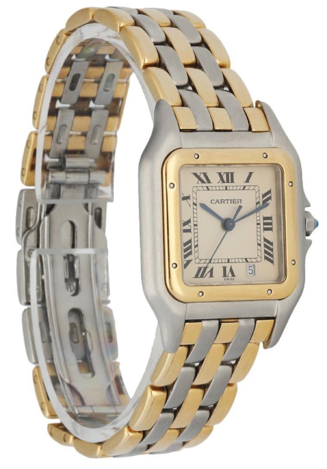 Cartier Panthere 83949 Three Row Midsize Watch In Excellent Condition In Great Neck, NY