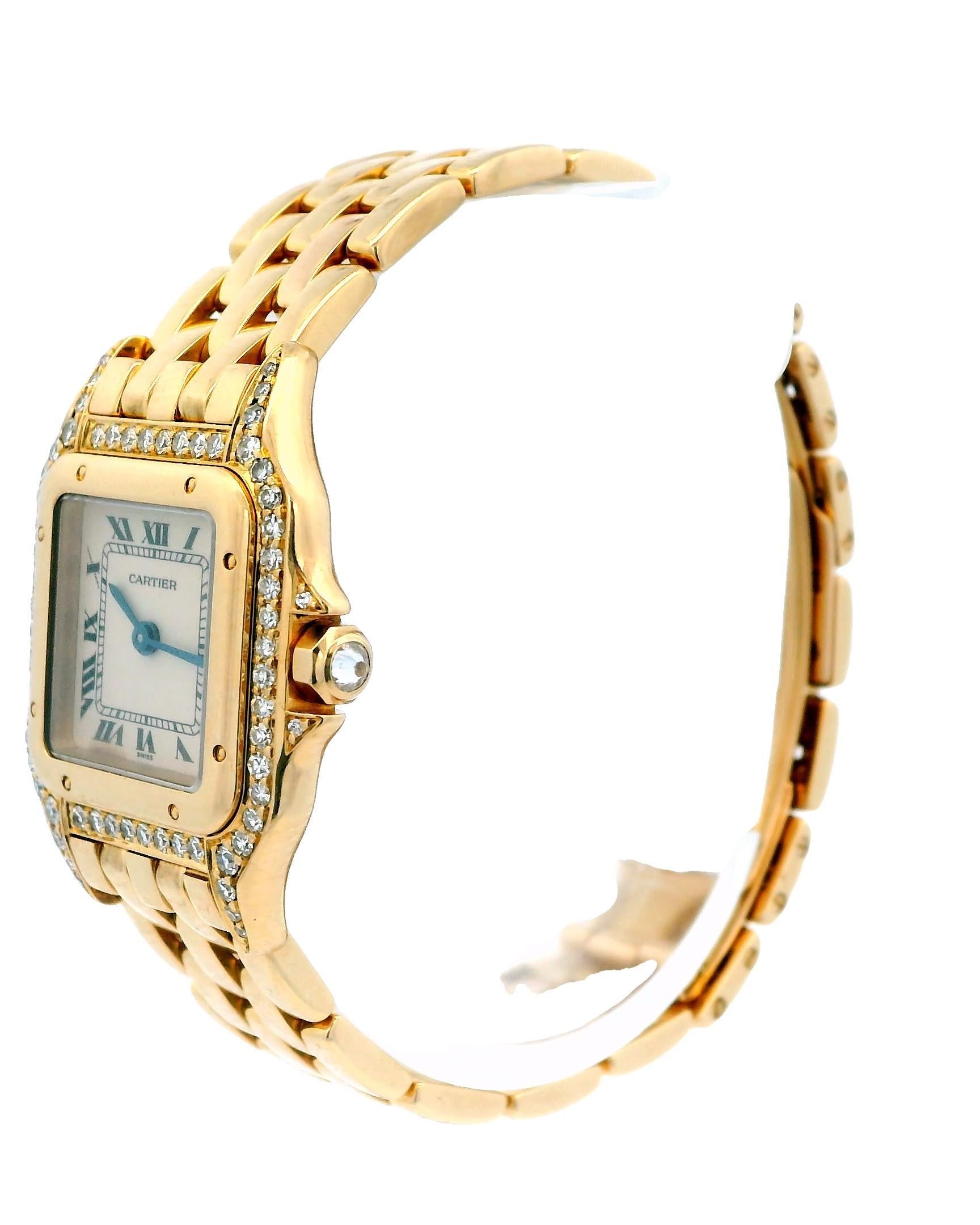 Cartier Montre Panthère 8669 en or jaune 18 carats et diamants pour femmes Excellent état - En vente à Great Neck Plaza, NY