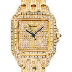 Cartier Panthere – Nachrüstbare Diamantfassung, 18 Karat Gelbgold, Quarz, Damenuhr, 27 mm