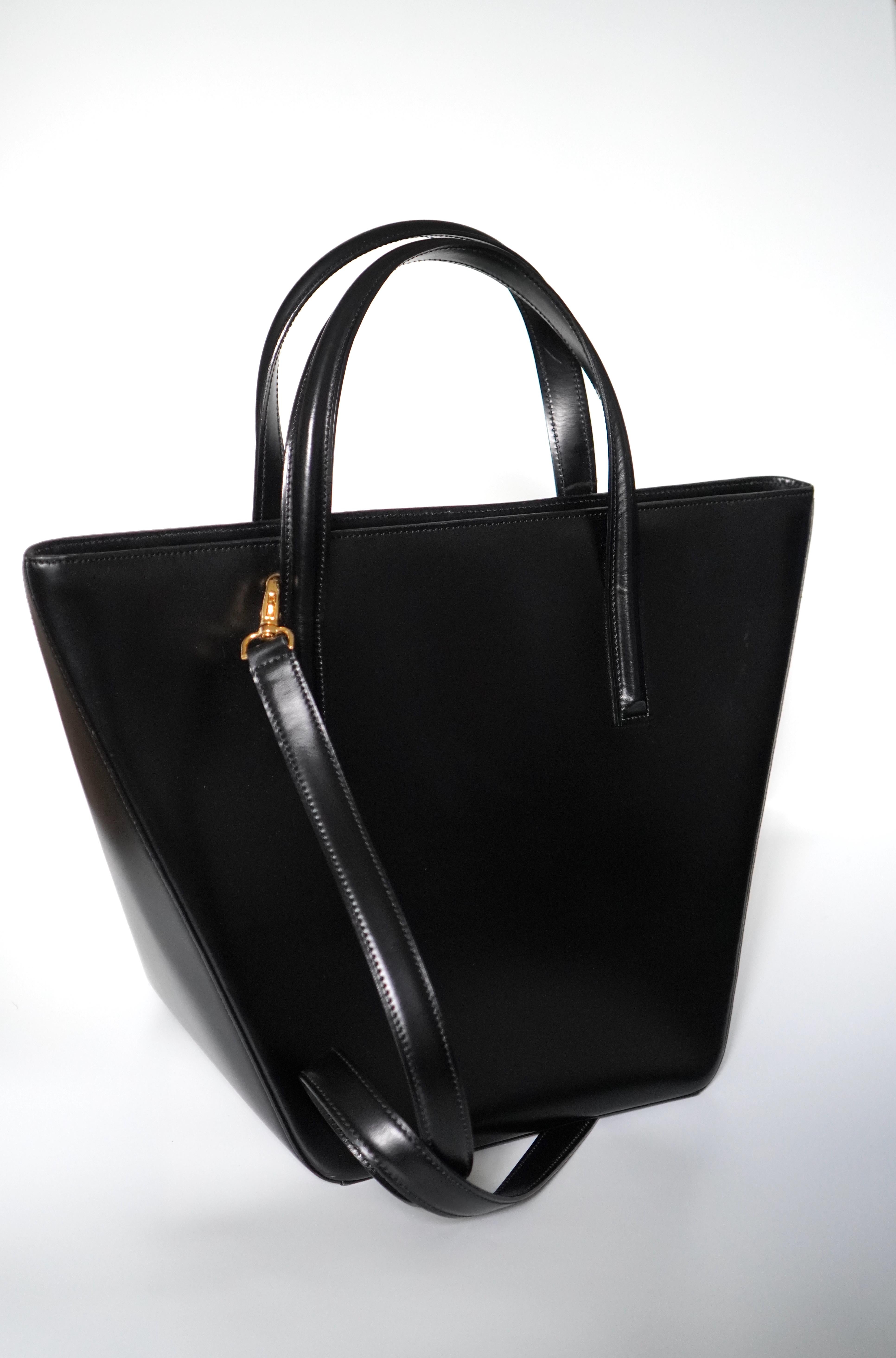 Cartier Panthere Black Leather Structured Tote Bag In Good Condition In Beverly Hills, CA