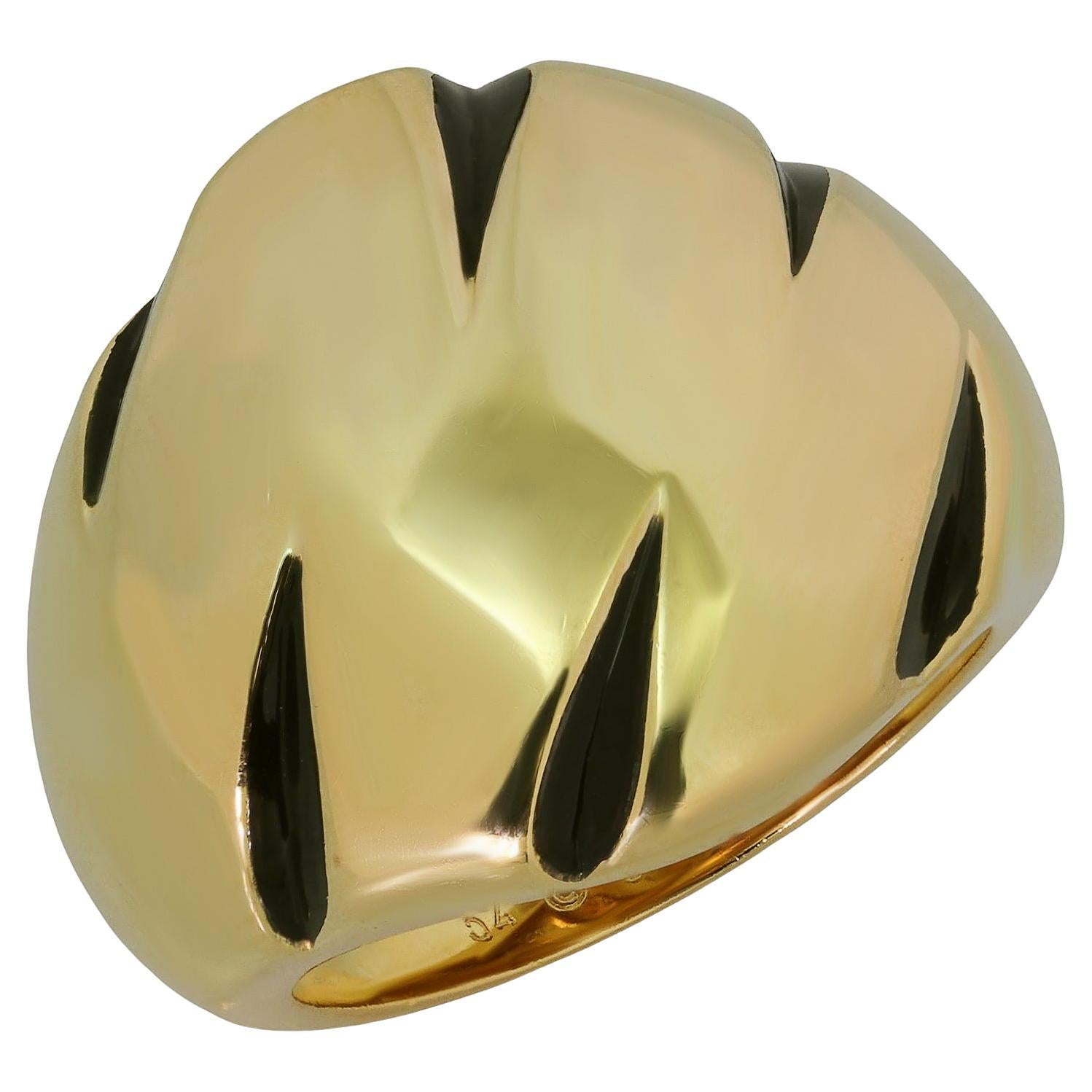 CARTIER Panthere-Ring aus 18 Karat Gelbgold mit schwarzem Lack und Verschluss 54