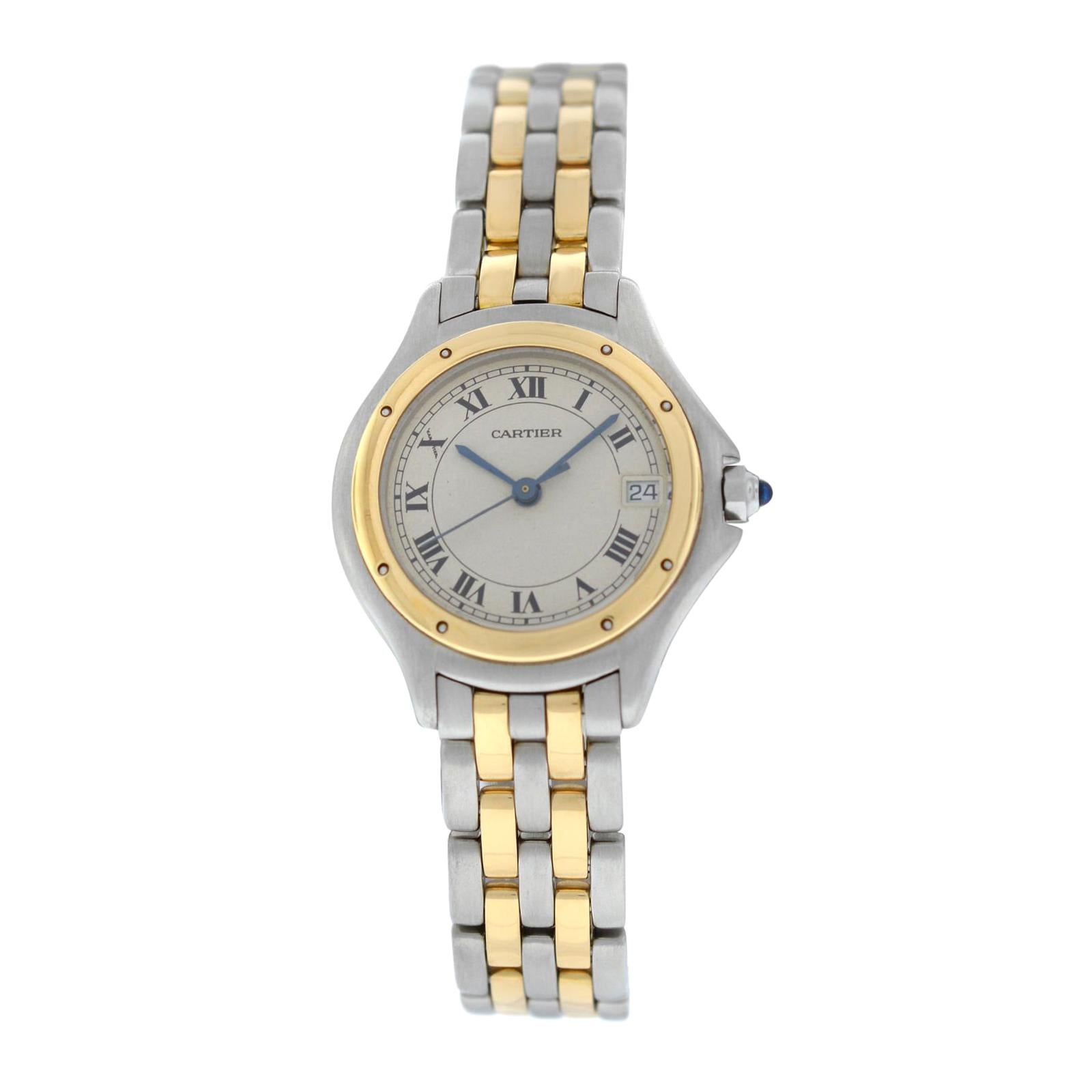 Cartier Panthere Cougar 187906C Steel Gold Date Quartz Watch For Sale