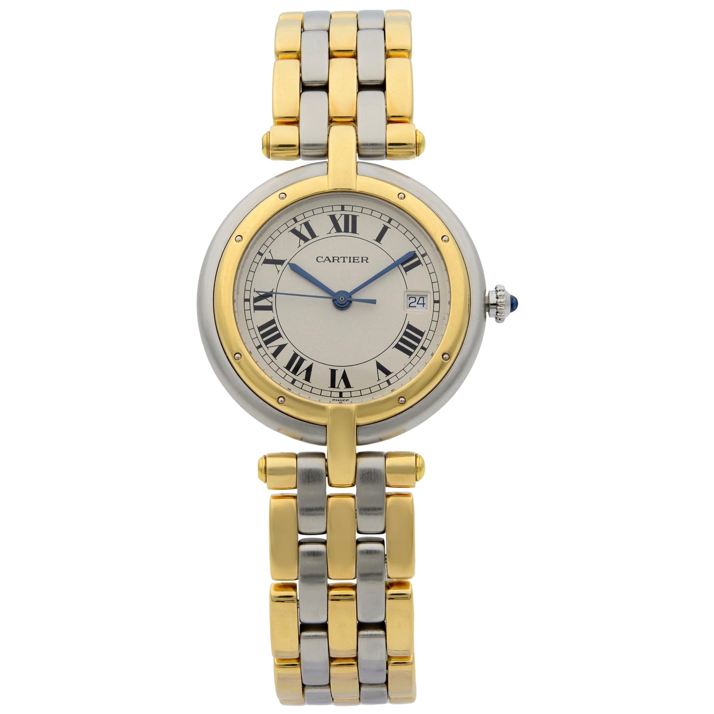 Cartier Panthere Cougar 18k Gold Steel Ivory Dial Quartz Ladies Watch 183964