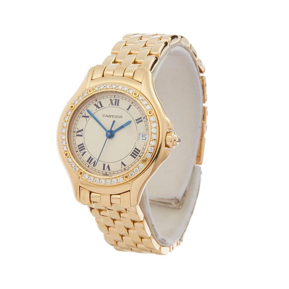 Ref: W4876
Manufacturer: Cartier
Model: Panthère Cougar
Model Ref: 887907
Age: 
Gender: Ladies
Complete With: Box Only
Dial: Cream Roman
Glass: Sapphire Crystal
Movement: Automatic
Water Resistance: To Manufacturers Specifications
Case: 18k Yellow