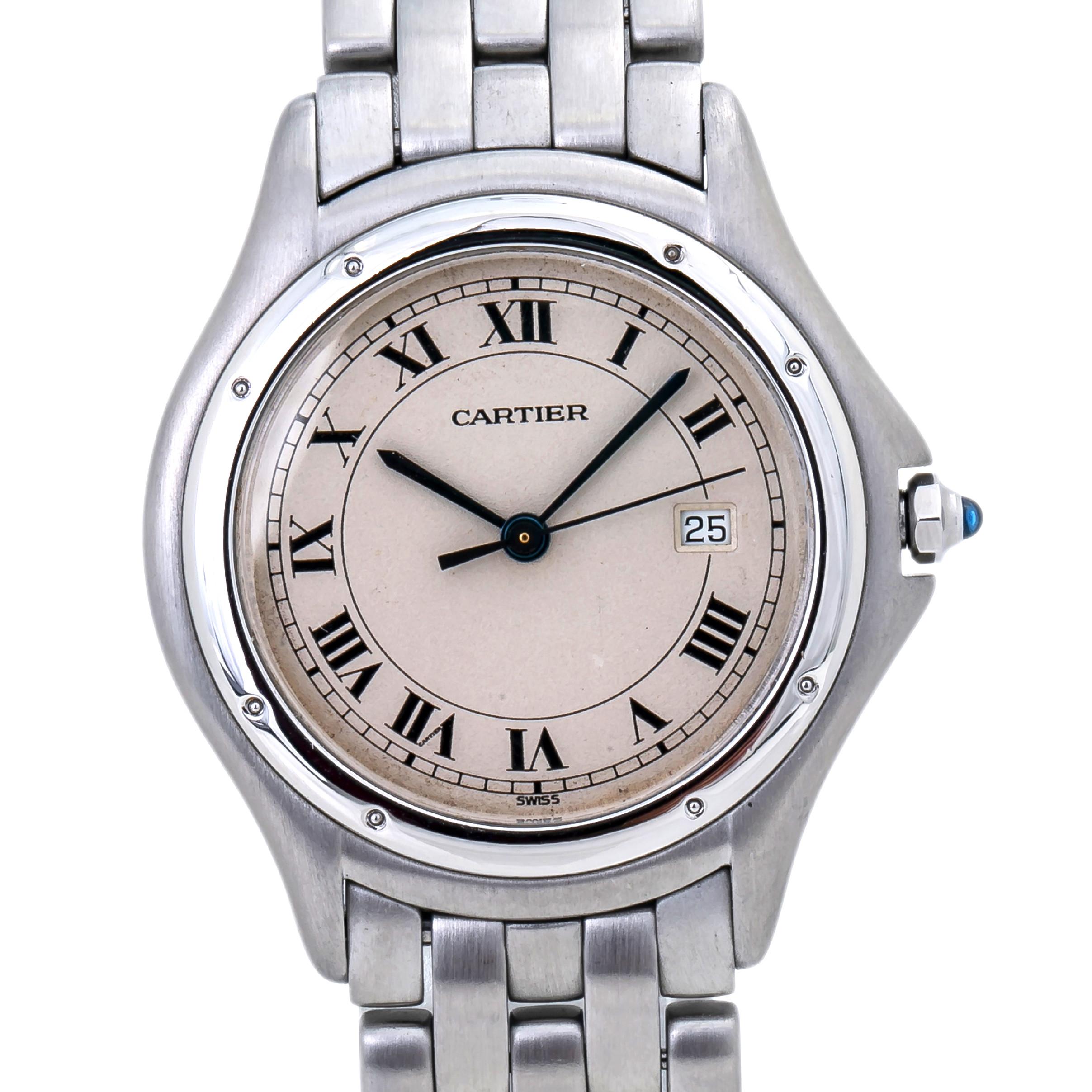 Cartier Panthere Cougar 987904 Stainless Swiss Quartz Watch In Excellent Condition In Miami, FL