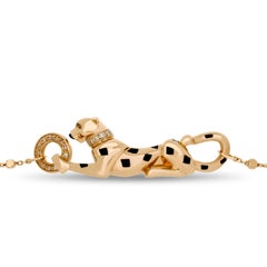 Pulsera de Cartier «Panthere De Cartier» con cadena fina de oro rosa de 18 quilates y diamantes