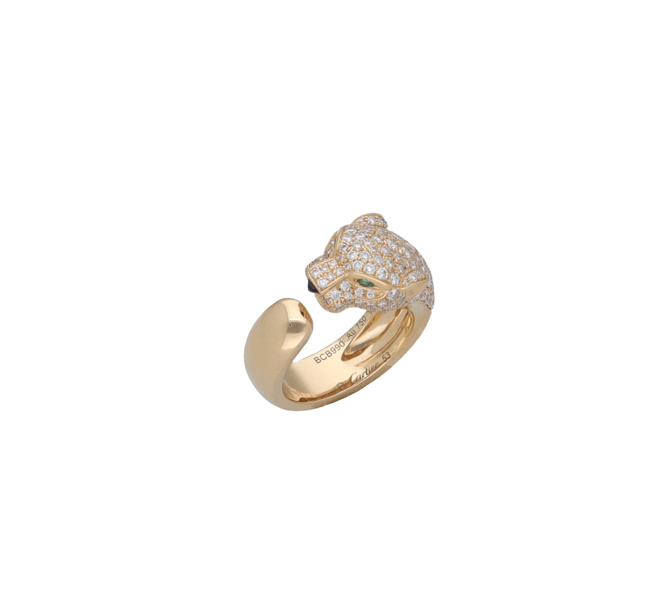 Modern Cartier Panthere de Cartier 18 kt. Yellow Gold Diamonds Ring For Sale