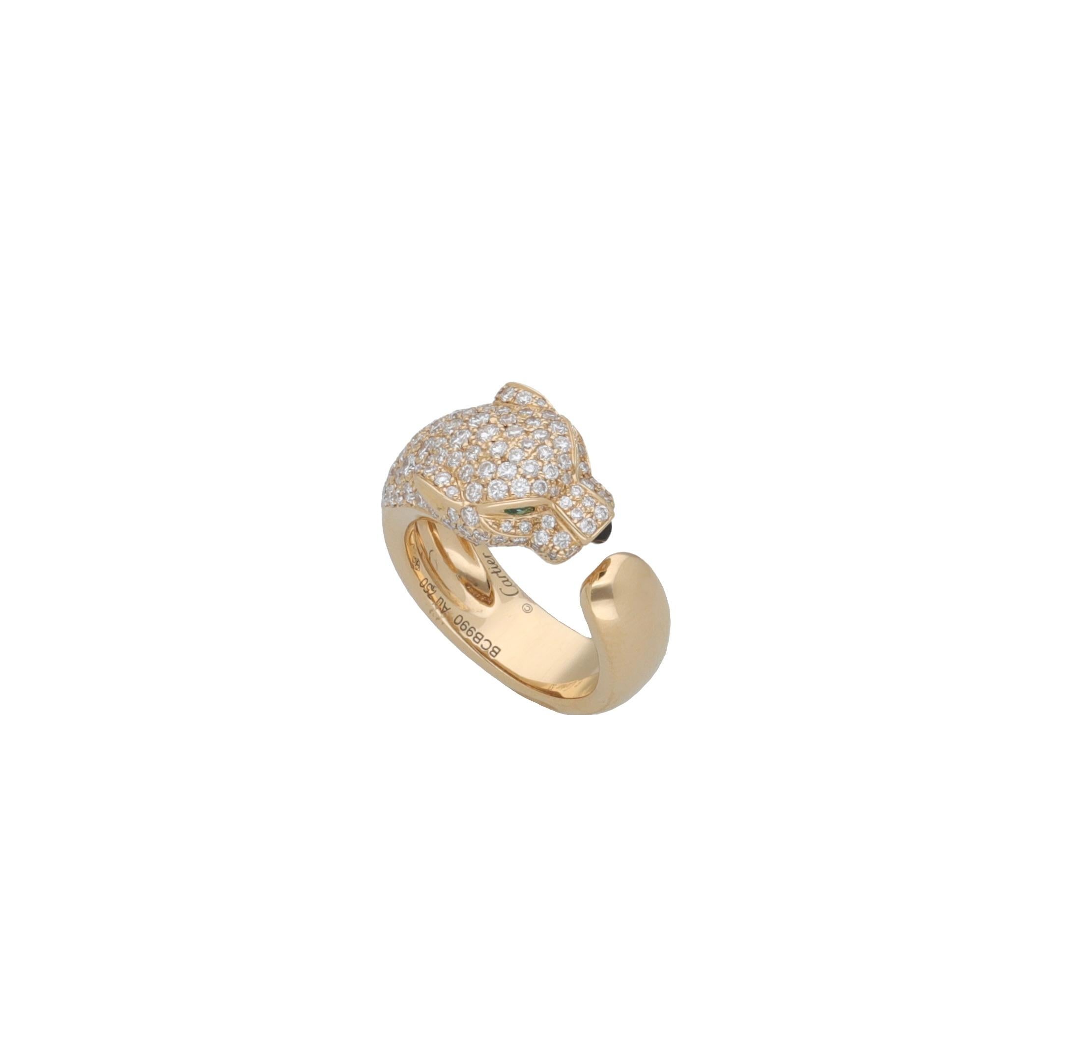 Brilliant Cut Cartier Panthere de Cartier 18 kt. Yellow Gold Diamonds Ring For Sale