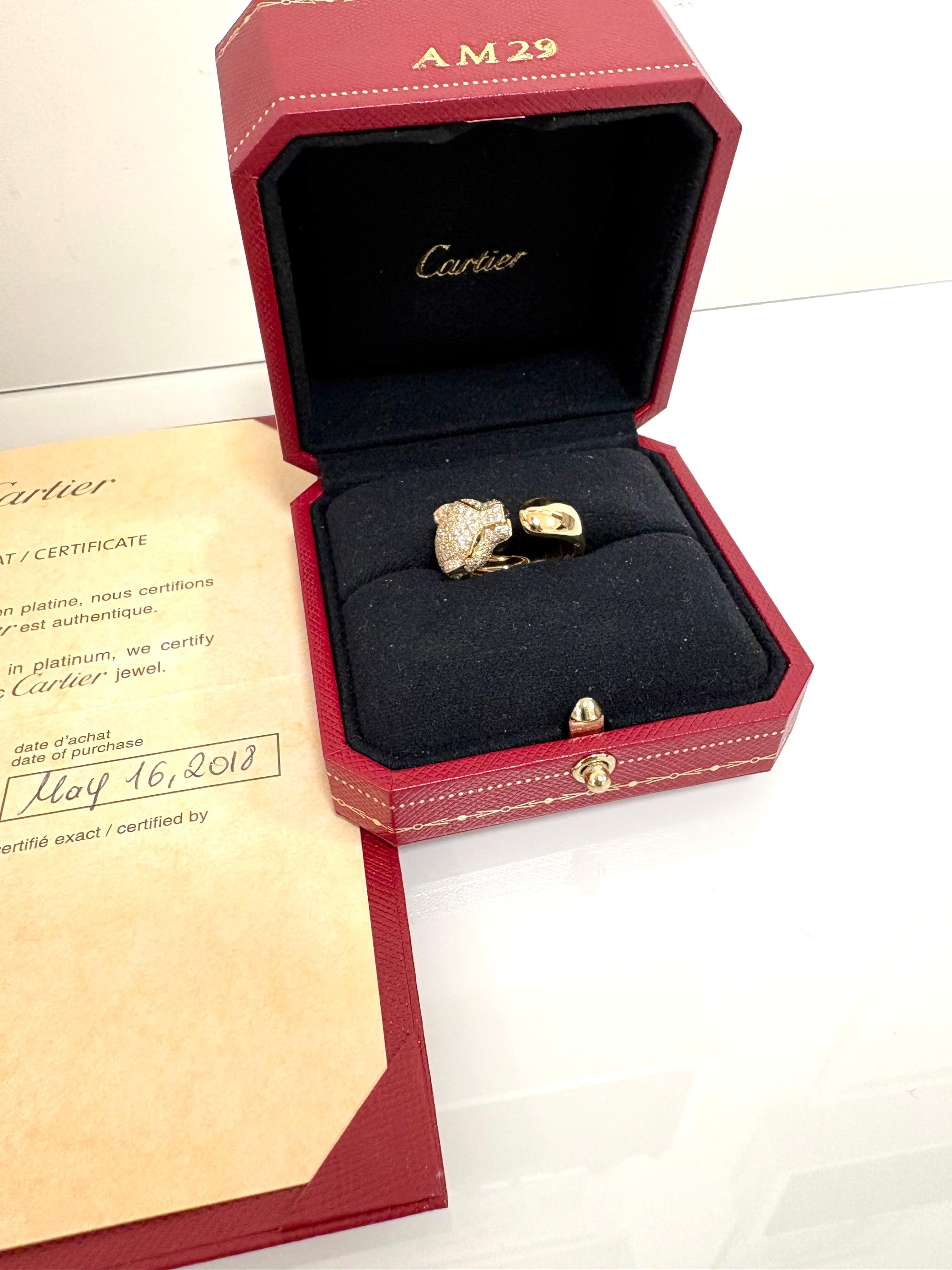 Women's or Men's Cartier Panthere de Cartier 18 kt. Yellow Gold Diamonds Ring For Sale