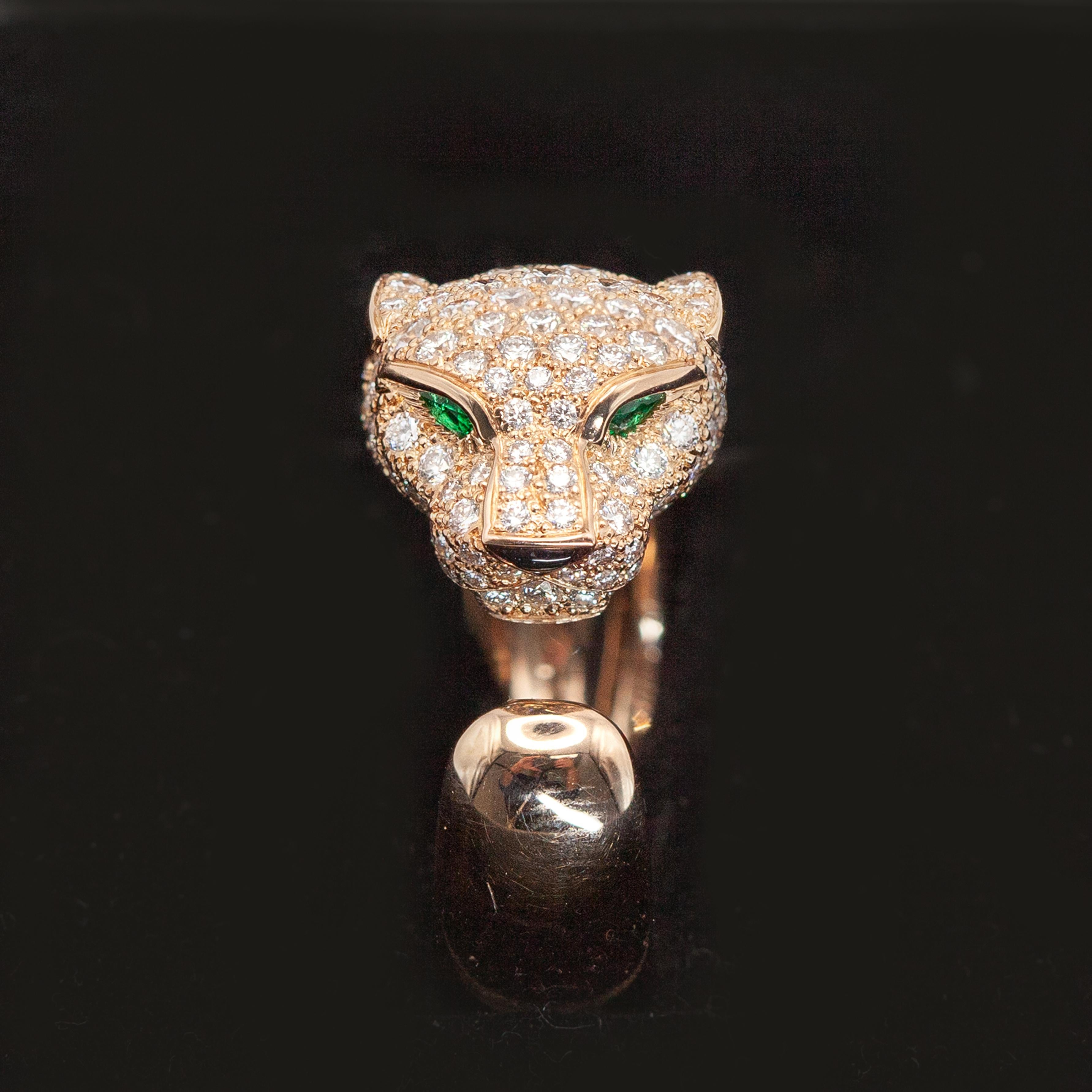 Cartier Panthere 18K Rose Gold Diamond Ring For Sale 5