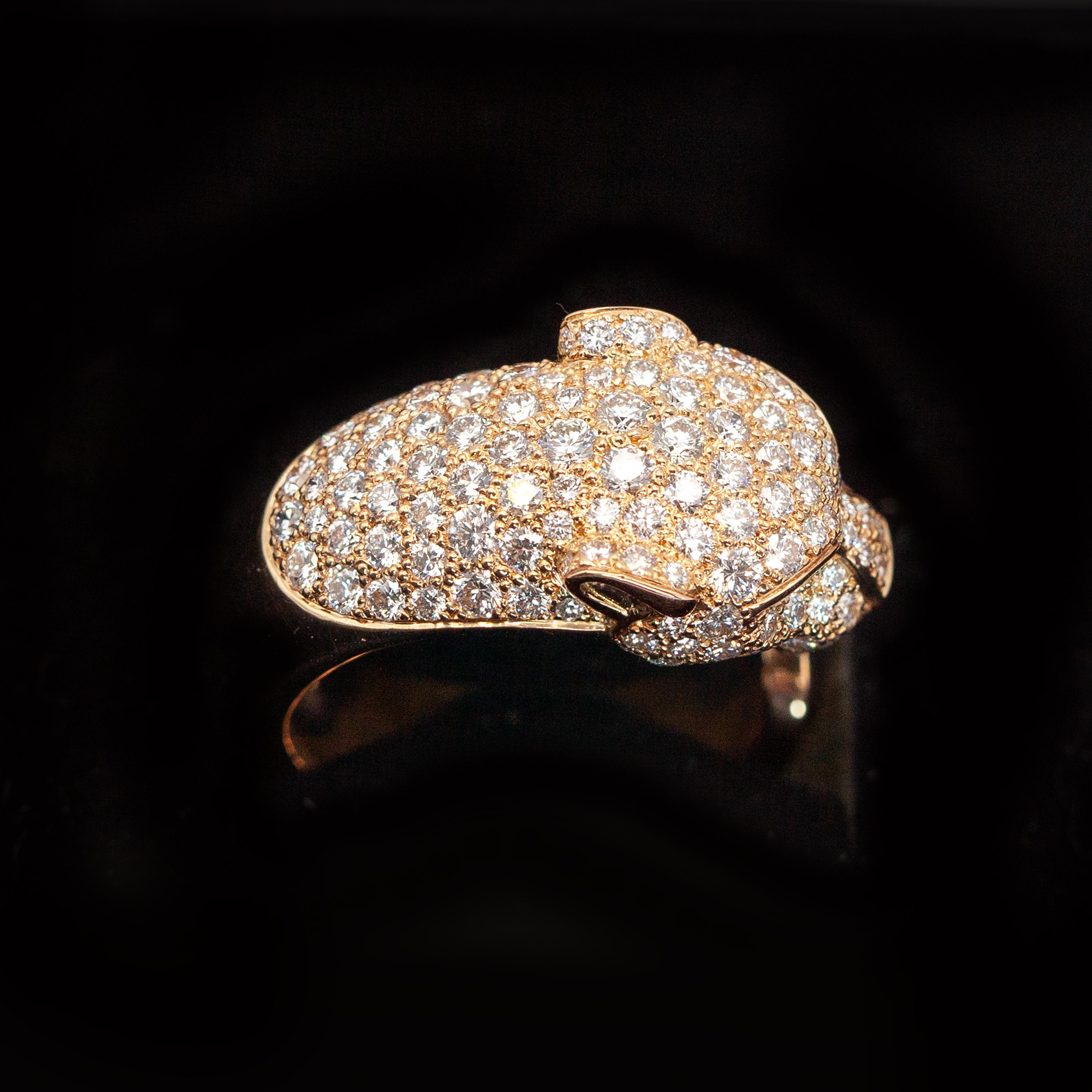 Cartier Panthere 18K Rose Gold Diamond Ring For Sale 6
