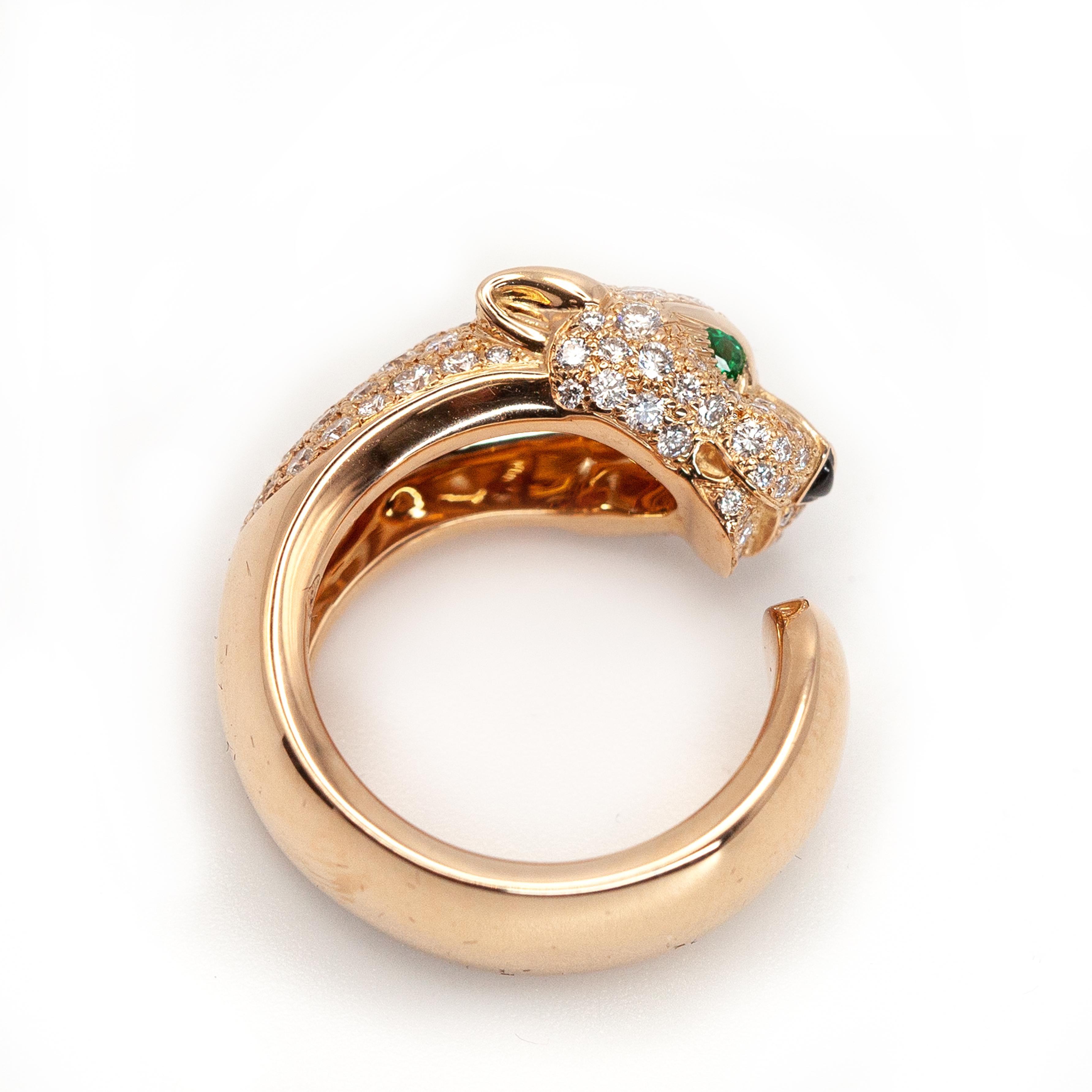 Cartier Panthere 18K Rose Gold Diamond Ring For Sale 7