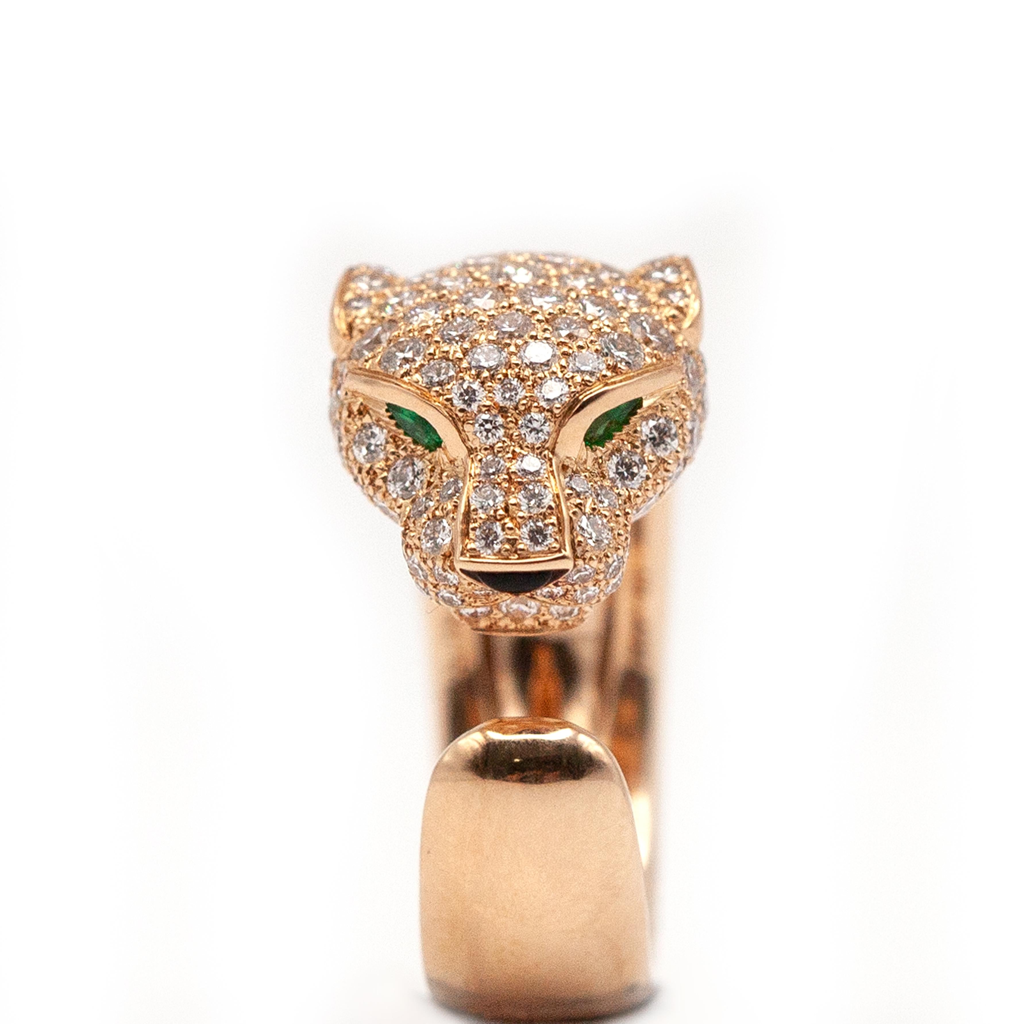 Cartier Panthere 18K Rose Gold Diamond Ring In Good Condition For Sale In New York, NY