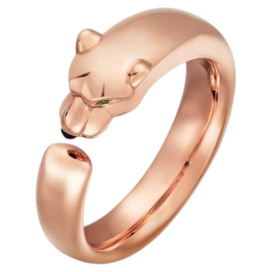Pre-owned Cartier Panth�re De  18k Rose Gold Slim Panther Ring In Red