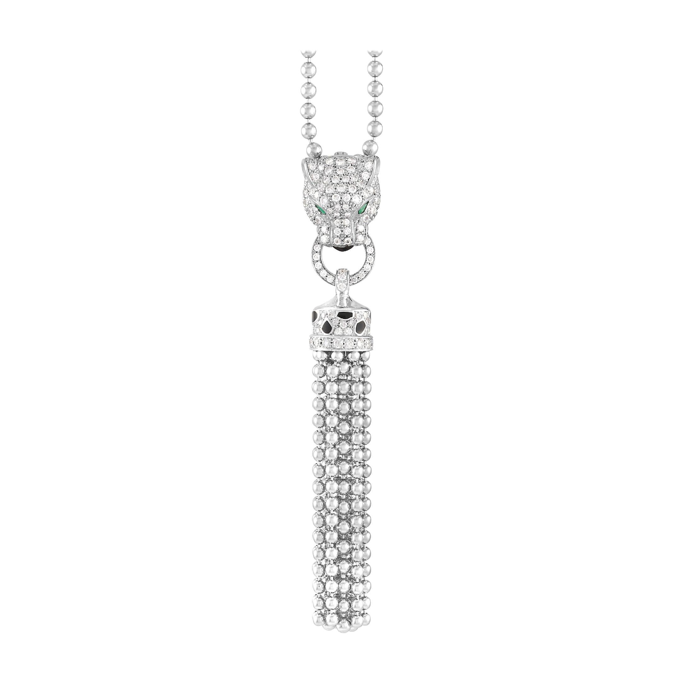 Cartier Panthere De Cartier 18k White Gold 3.24 Ct Diamond Necklace