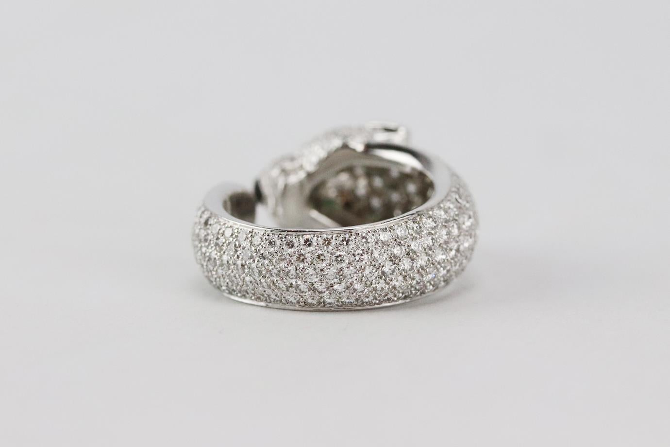 Grigio Anello Cartier Panthère De Cartier in oro bianco 18 carati e diamanti 51 MM in vendita