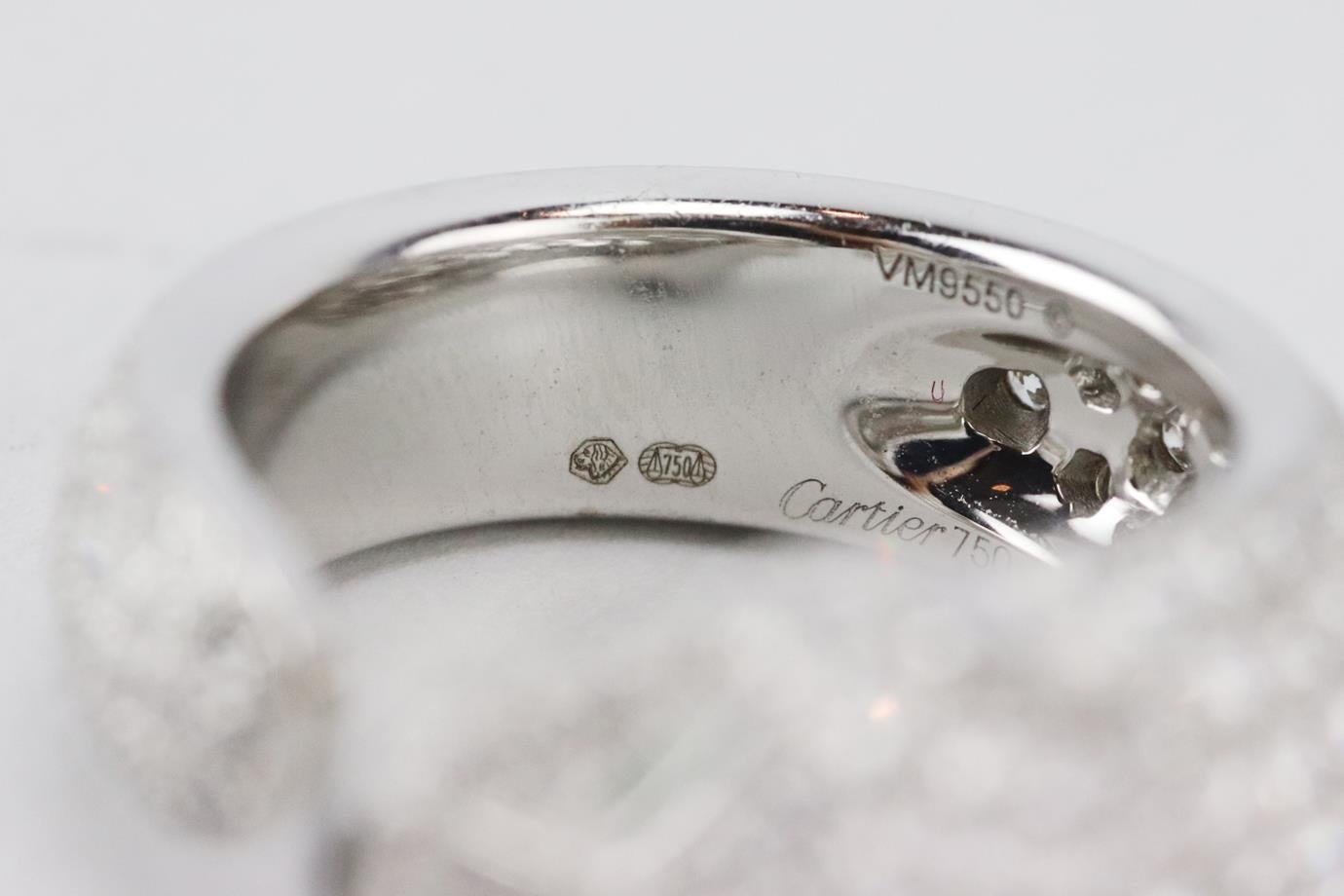 Anello Cartier Panthère De Cartier in oro bianco 18 carati e diamanti 51 MM in vendita 2