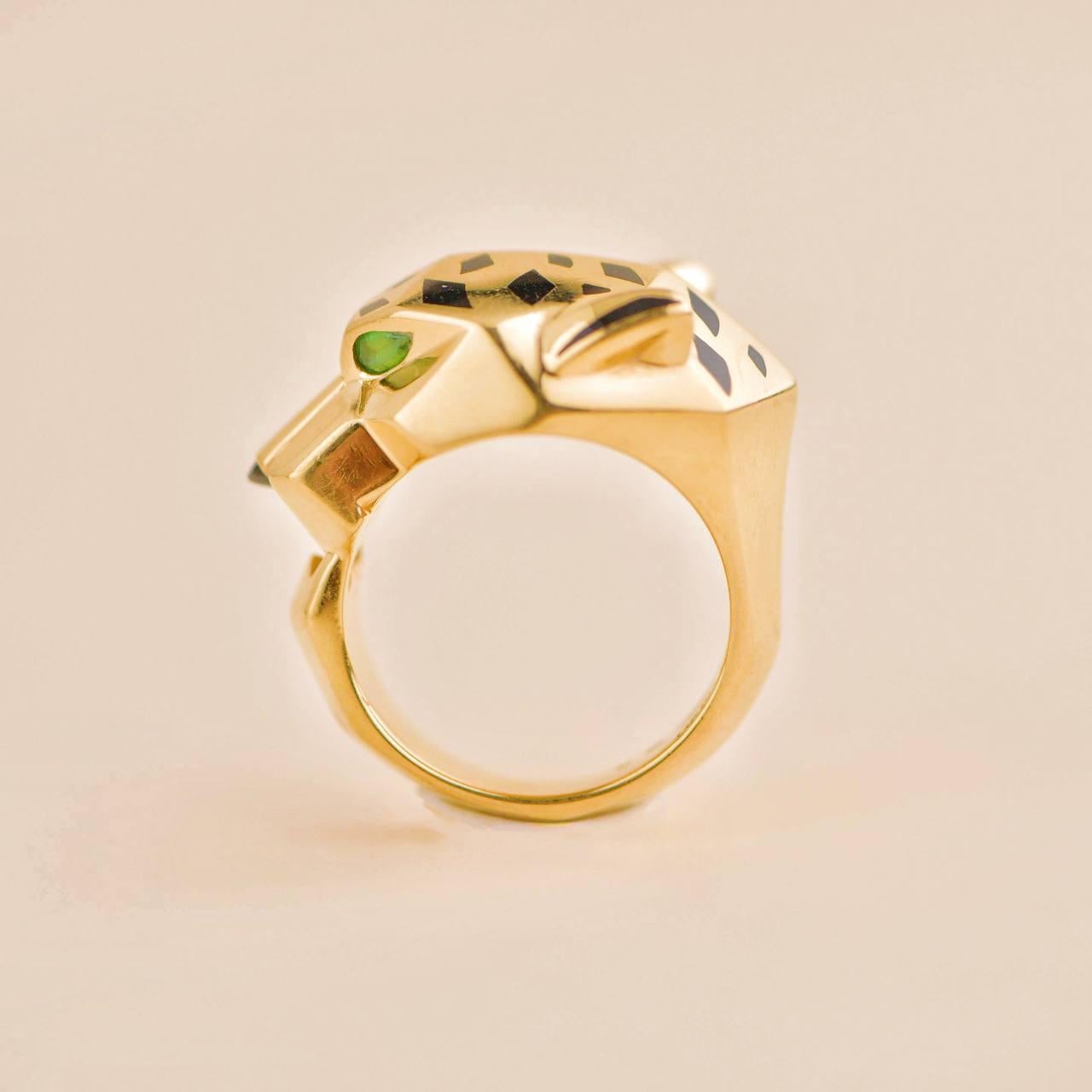 Cartier Panthère de Cartier 18k Yellow Gold Garnet Onyx Ring Size 57 2