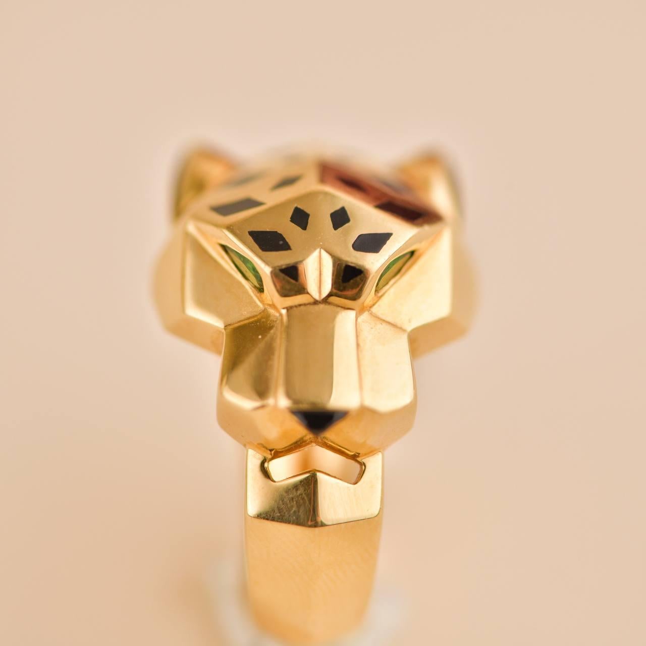 Cartier Panthère de Cartier 18k Yellow Gold Garnet Onyx Ring Size 57 1